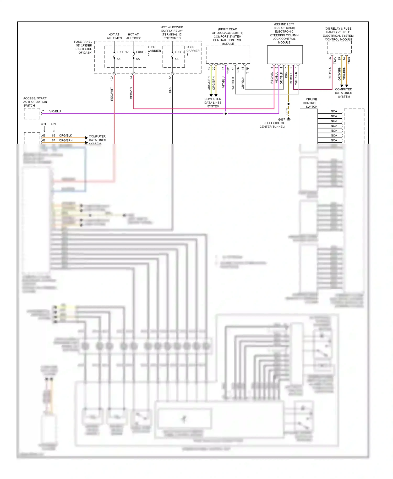 Audi S5 I facelift (2011-2016) steering angle sensor (in steering column) wiring diagram  (3 of 3)