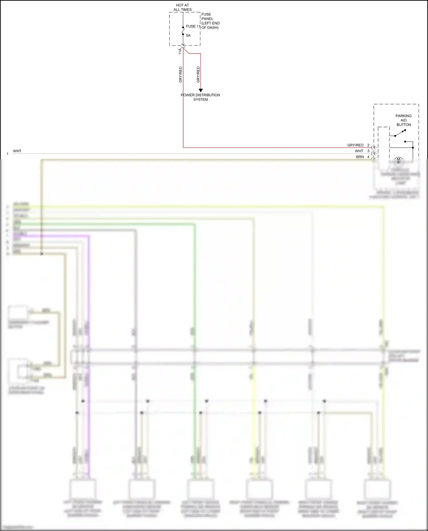 Wiring diagram left front center parking aid sensor for Audi S5 II facelift (2019-2024) (2 of 2)