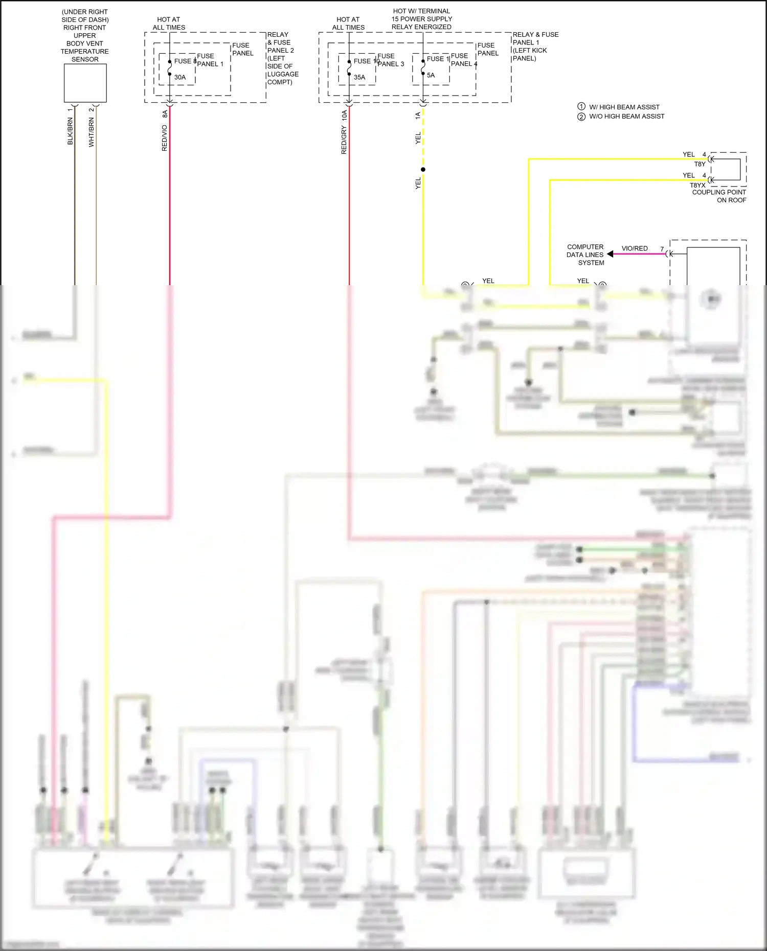 Wiring diagram right front upper body vent temperature sensor for Audi S5 II facelift (2019-2024) (1 of 1)