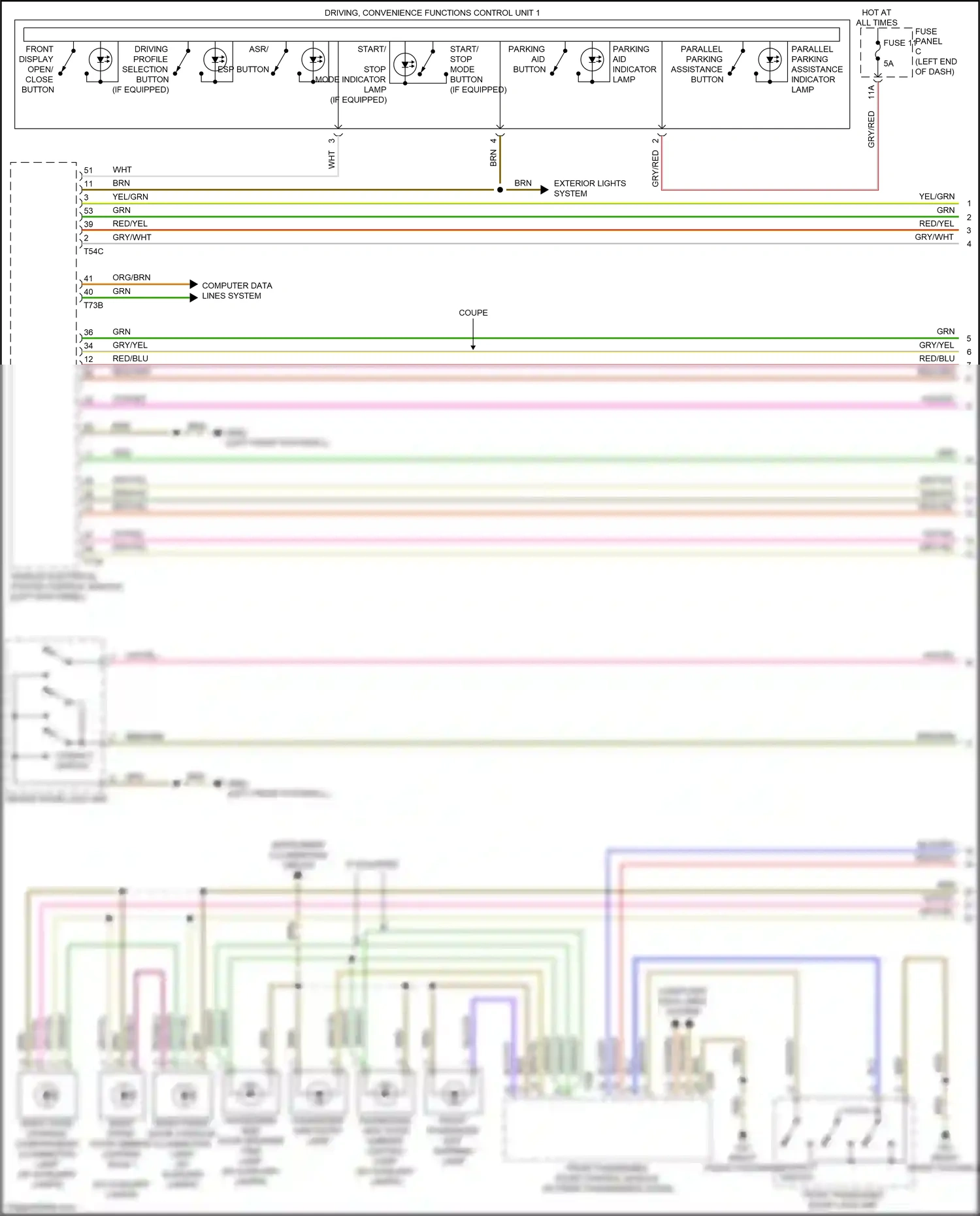 Audi S5 II (2016-2019) front passenger exit warning lamp wiring diagram  (1 of 2)