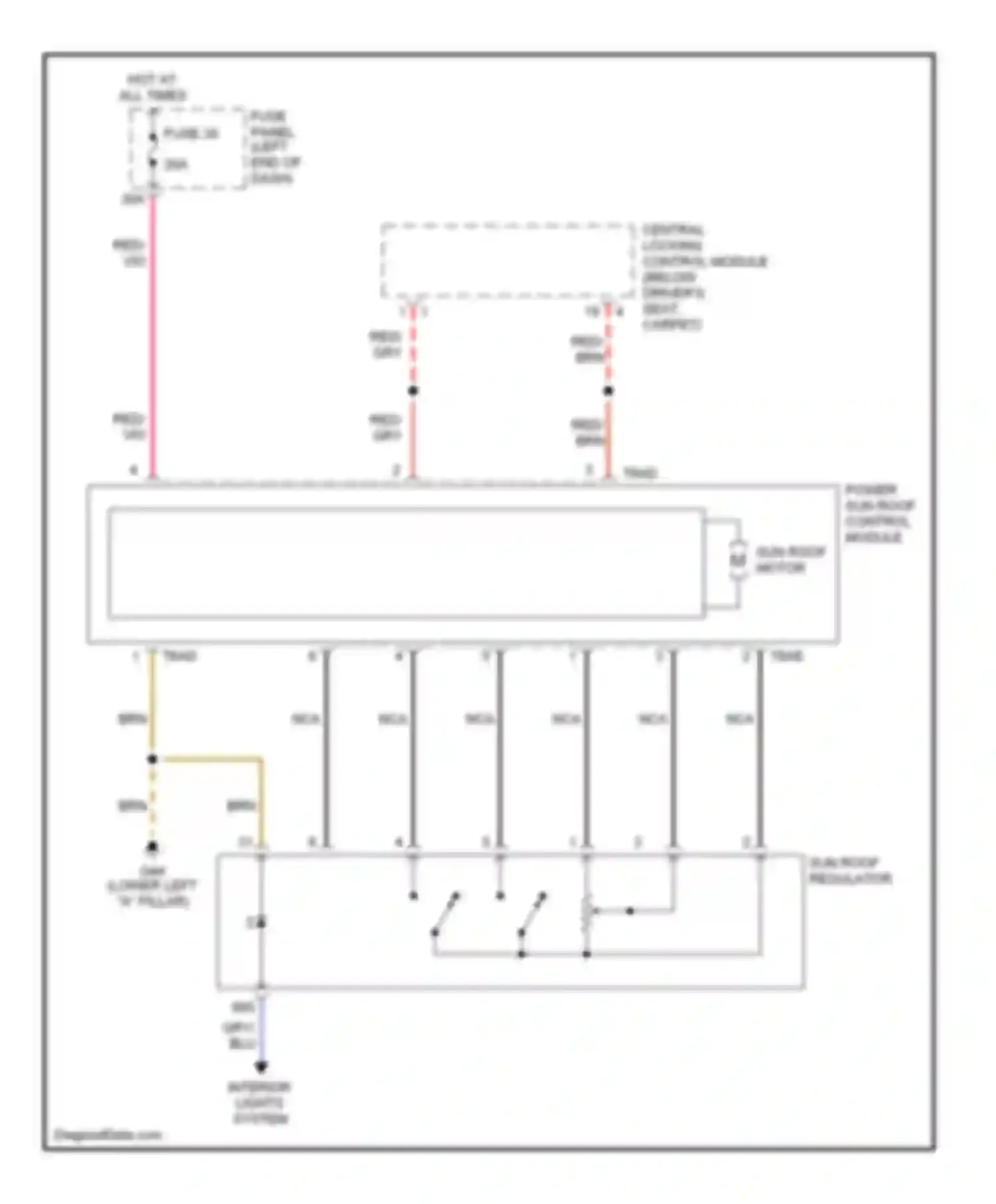 Wiring diagram power sun roof control module for Audi S6 C5 (1999-2004) (1 of 1)
