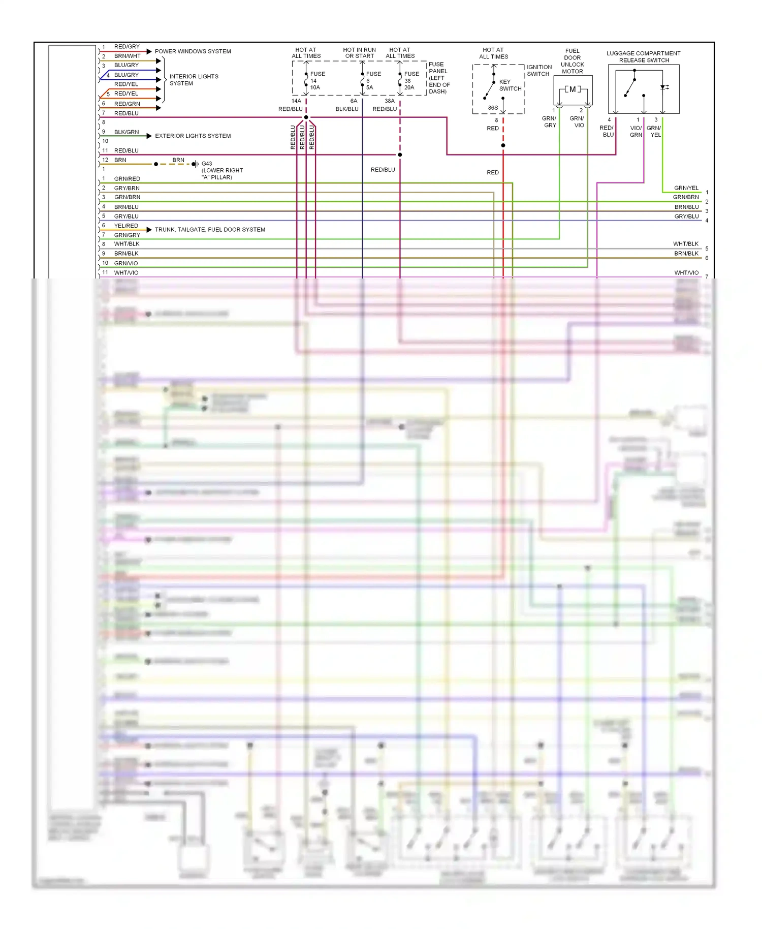 Audi S6 C5 (1999-2004) shield wiring diagram  (1 of 3)