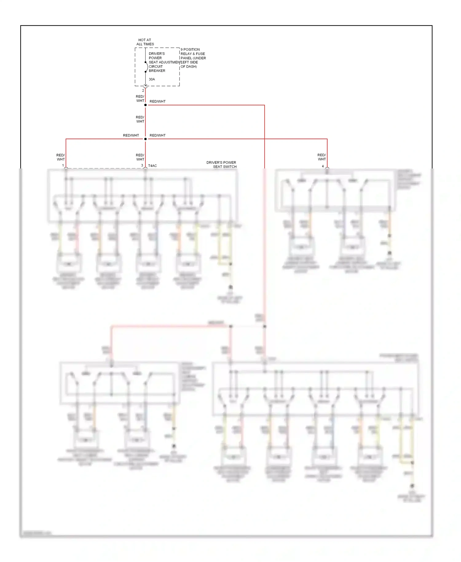 Wiring diagram driver's power seat switch for Audi S6 C6 facelift (2008-2011) (2 of 2)