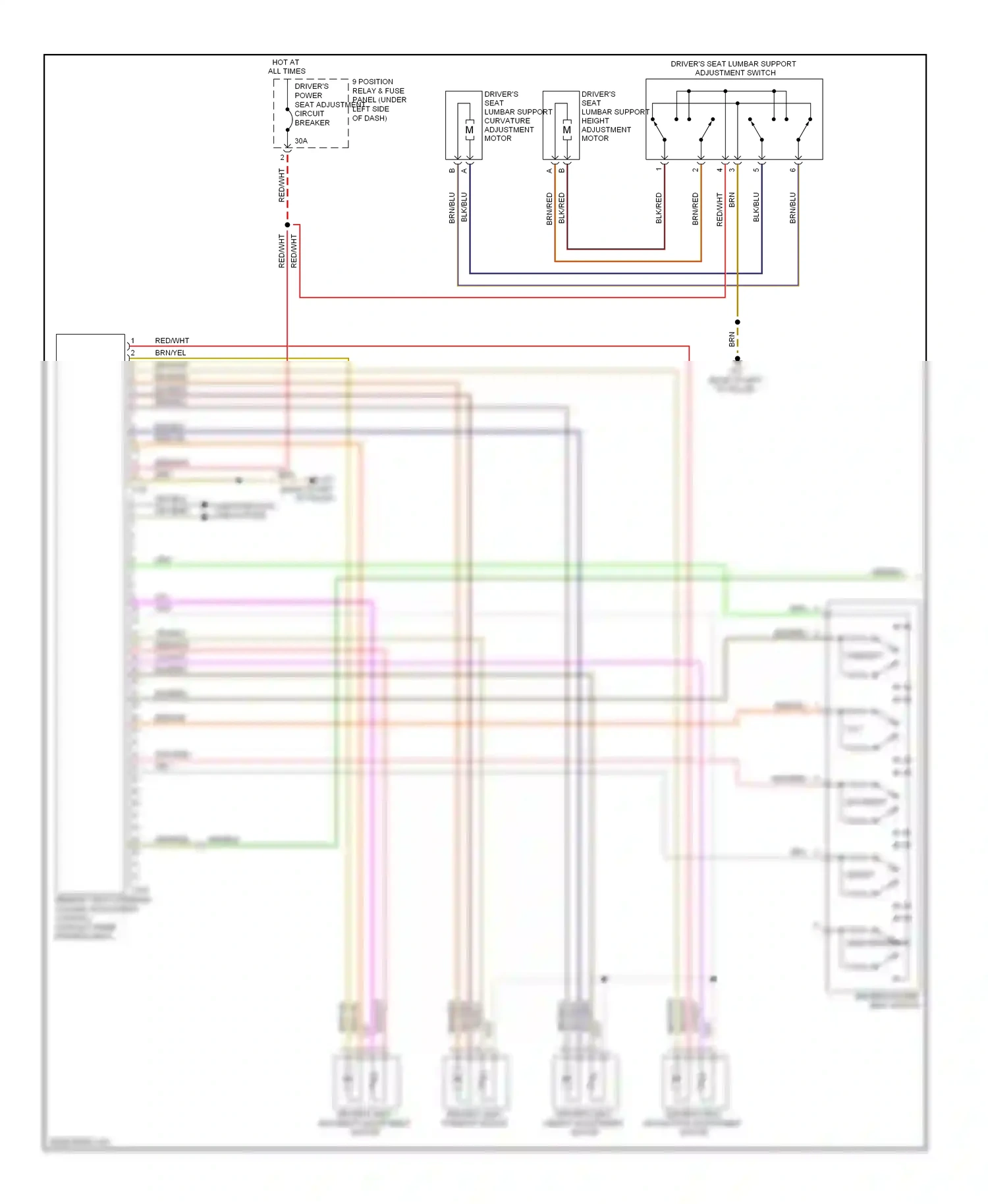Wiring diagram driver's seat lumbar support adjustment switch for Audi S6 C6 facelift (2008-2011) (1 of 2)