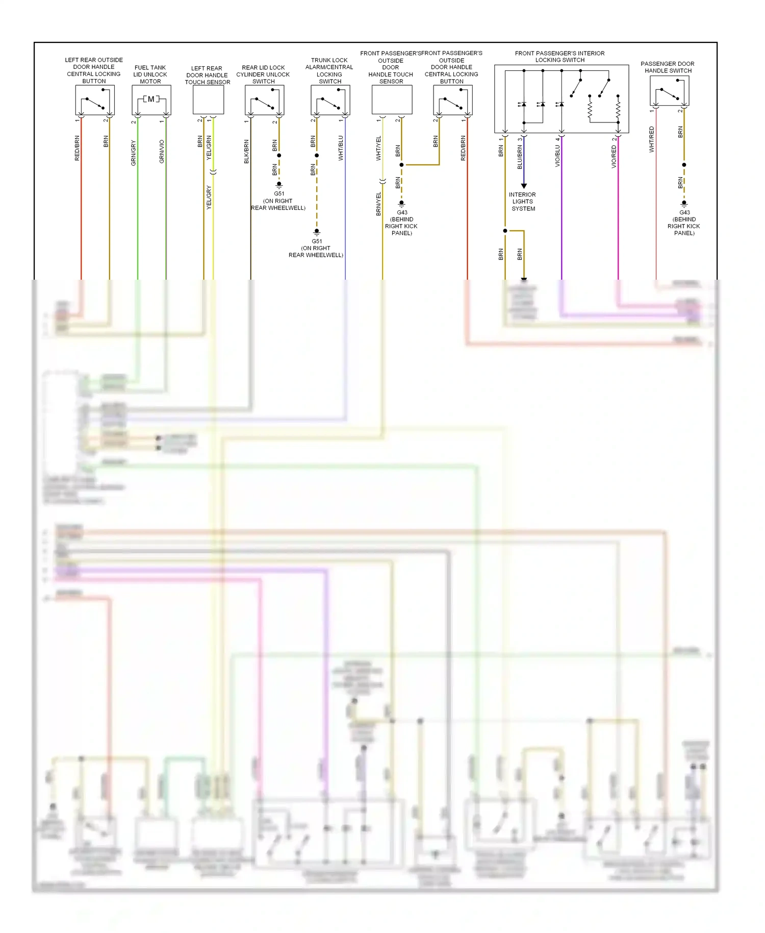 Wiring diagram front passenger's interior locking switch for Audi S6 C6 facelift (2008-2011) (1 of 1)
