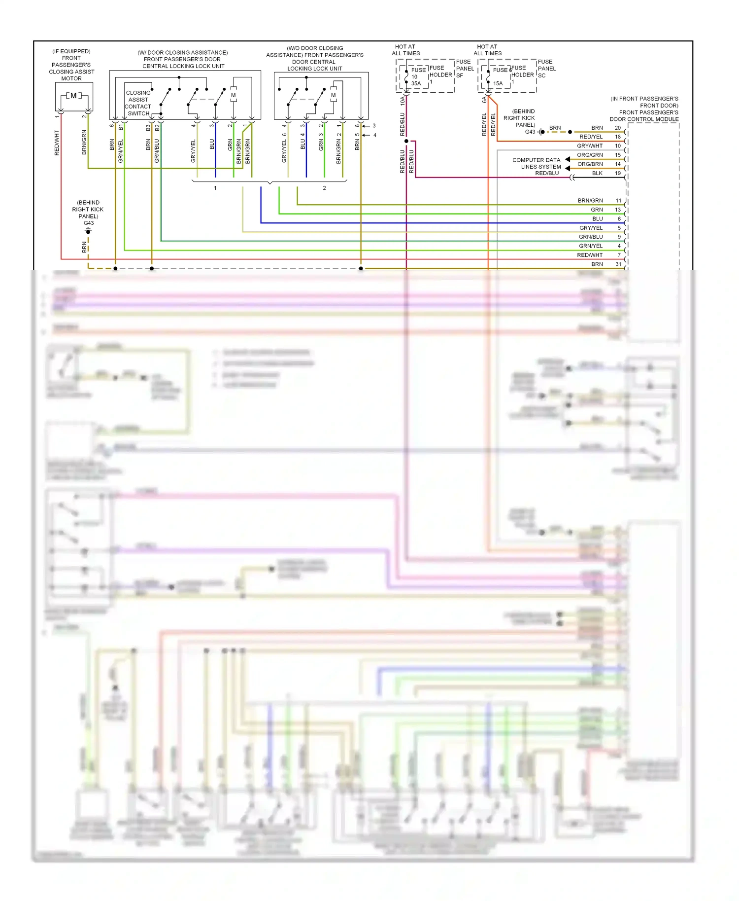 Wiring diagram right rear interior switch for Audi S6 C6 facelift (2008-2011) (2 of 2)