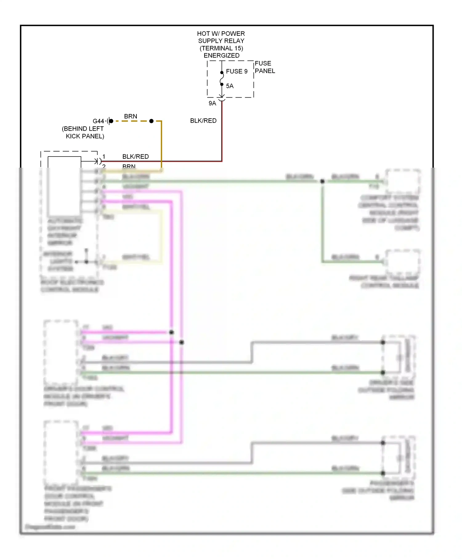 Wiring diagram roof electronics control module for Audi S6 C6 facelift (2008-2011) (1 of 3)