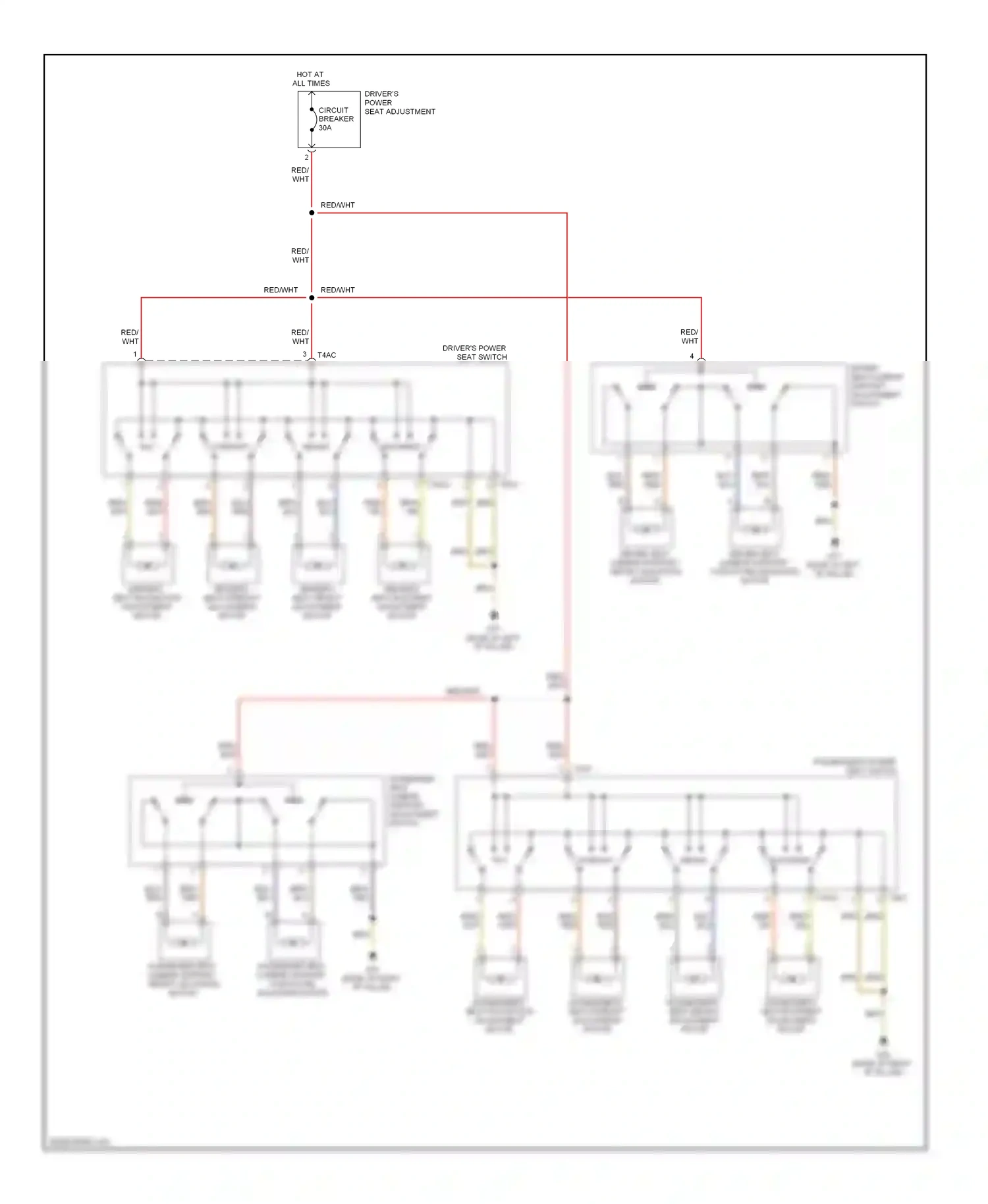 Audi S6 C6 (2006-2008) backrest wiring diagram  (2 of 2)