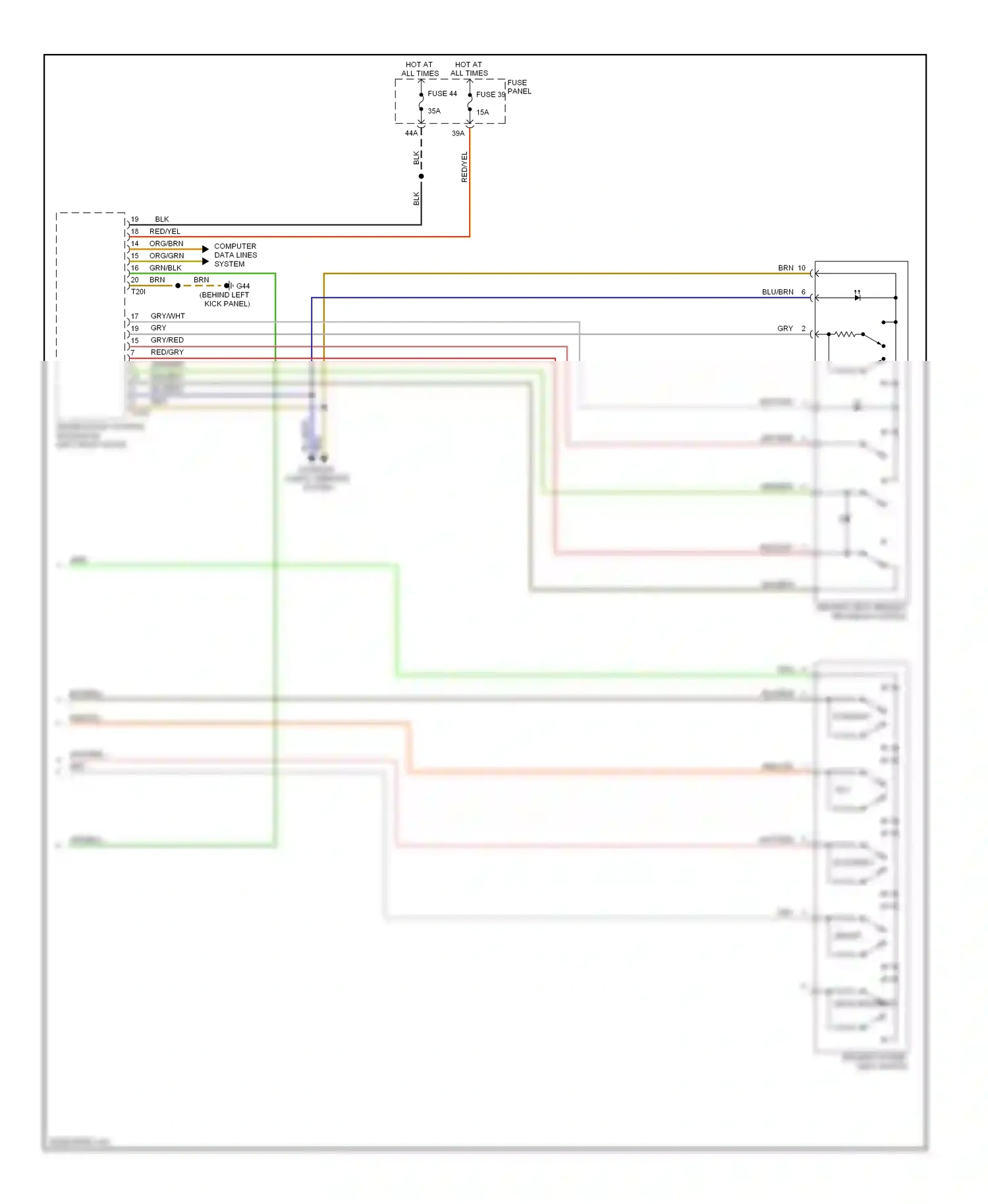 Audi S6 C6 (2006-2008) backrest wiring diagram  (1 of 2)