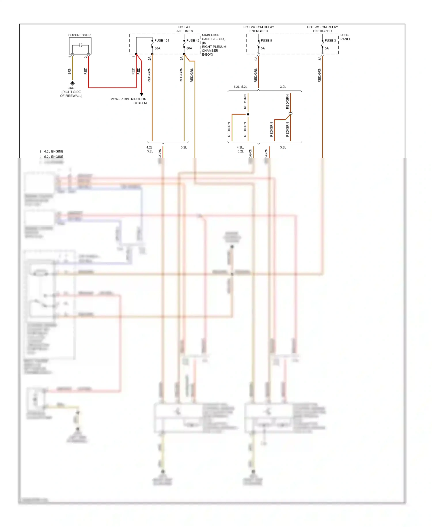 Audi S6 C6 (2006-2008) engine control module (ecm) (4.2l, 5.2l) wiring diagram  (1 of 2)