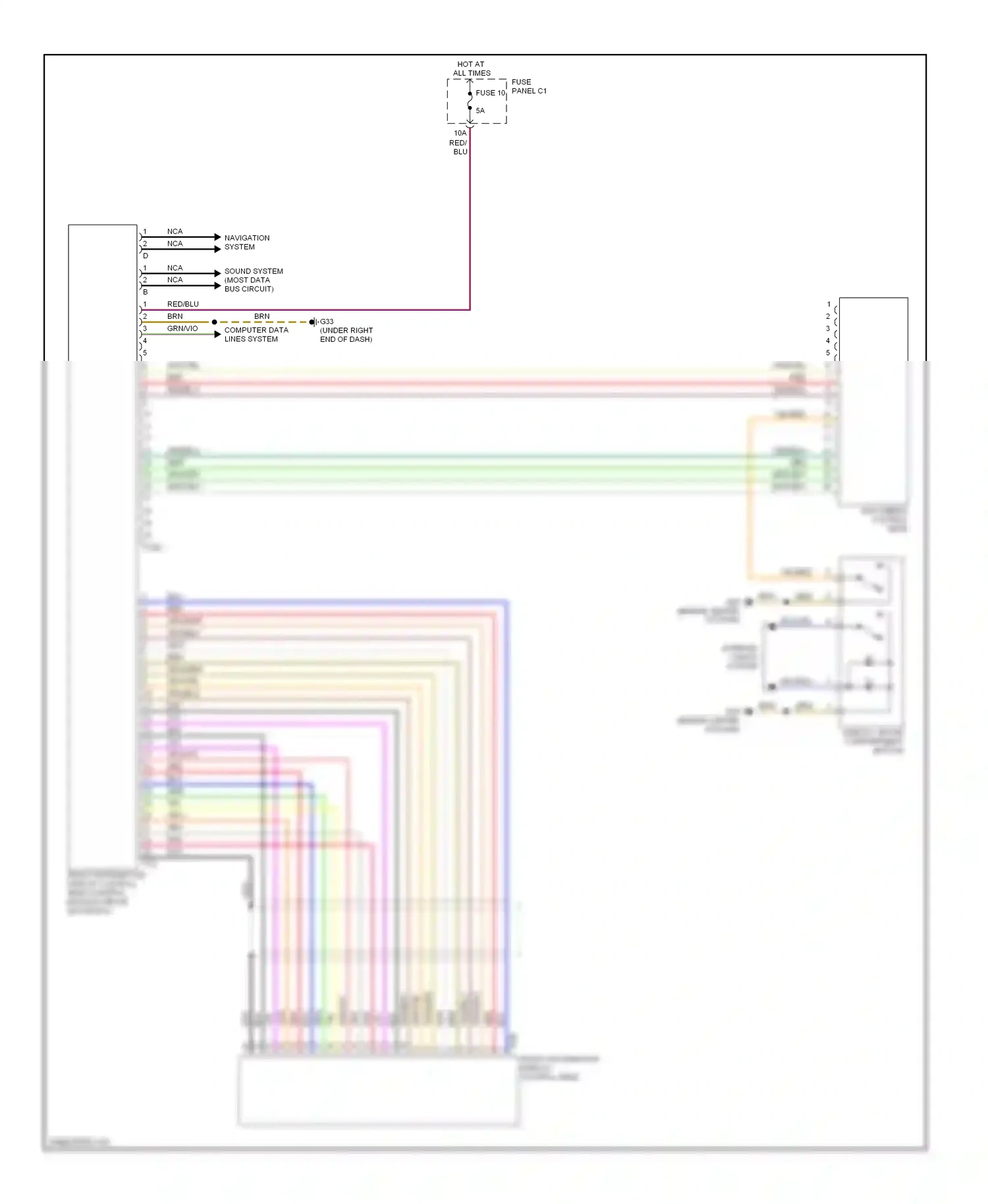 Audi S6 C6 (2006-2008) front information display control head control module (above glove box) wiring diagram  (2 of 3)