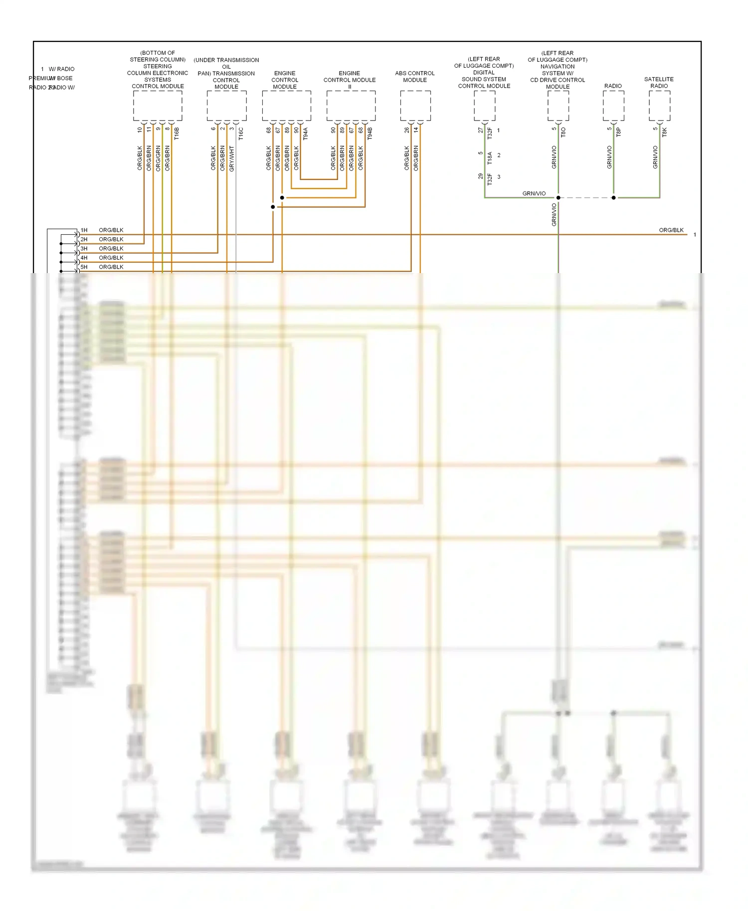 Audi S6 C6 (2006-2008) front information display control head control module (above glove box) wiring diagram  (1 of 3)