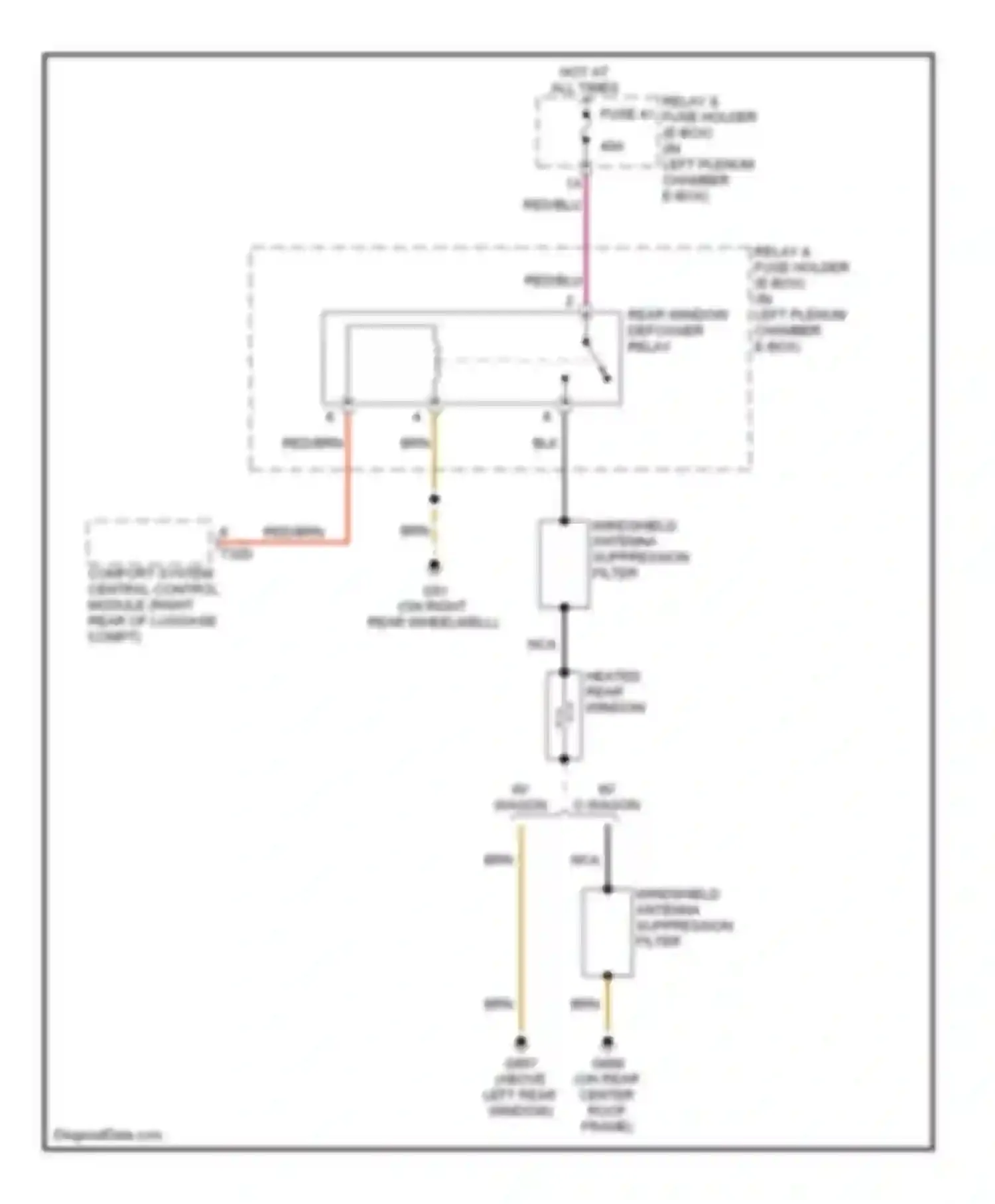 Wiring diagram rear window defogger relay for Audi S6 C6 (2006-2008)