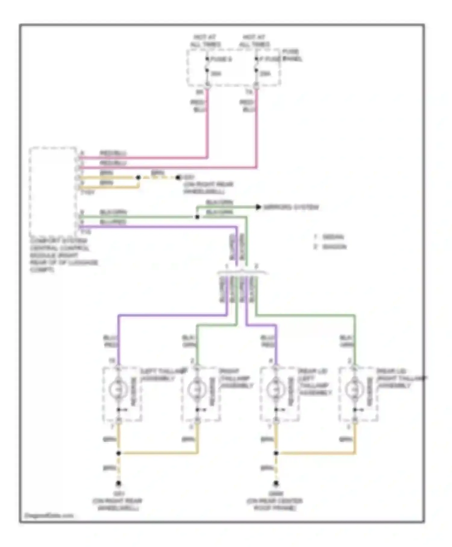 Wiring diagram rear lid right taillamp assembly for Audi S6 C6 (2006-2008) (1 of 1)