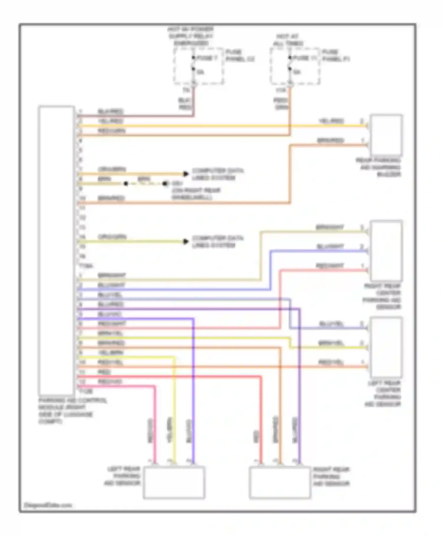 Wiring diagram rear parking aid warning buzzer for Audi S6 C6 (2006-2008) (1 of 1)