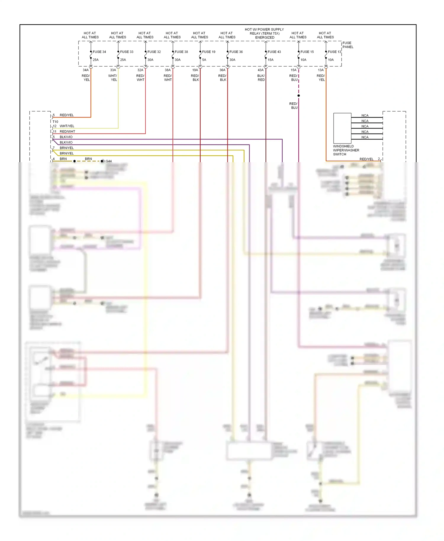 Audi S6 C6 (2006-2008) steering column electronic systems control module (bottom of steering column) wiring diagram  (8 of 8)