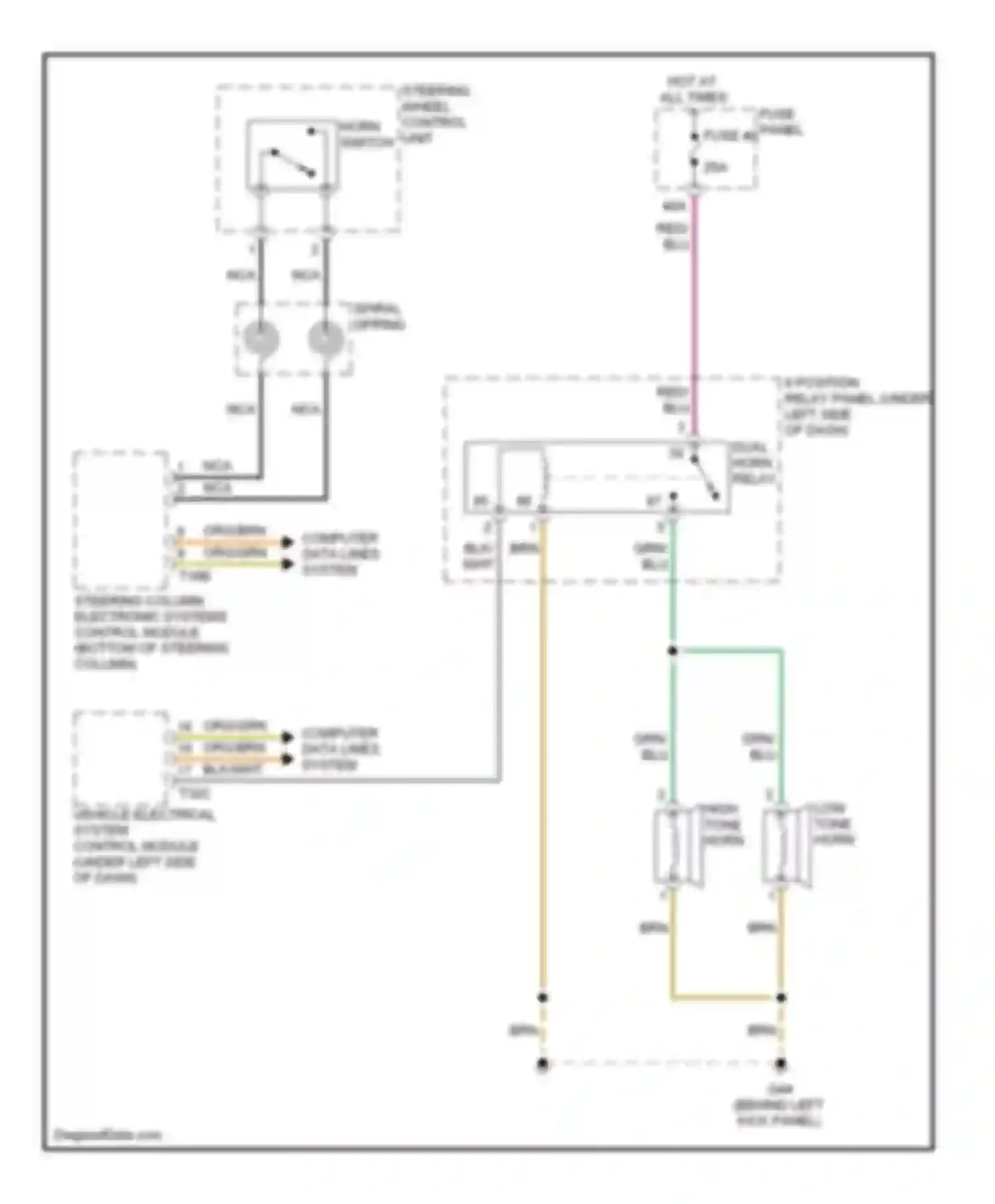 Wiring diagram steering wheel control unit for Audi S6 C6 (2006-2008) (2 of 2)