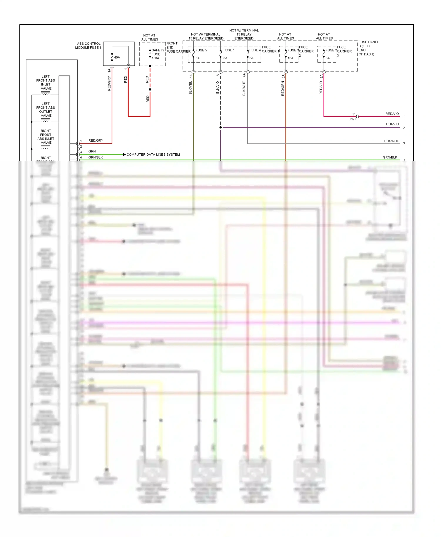 Audi S6 C7 (2012-2014) abs control module (left side of engine compt) wiring diagram  (1 of 4)