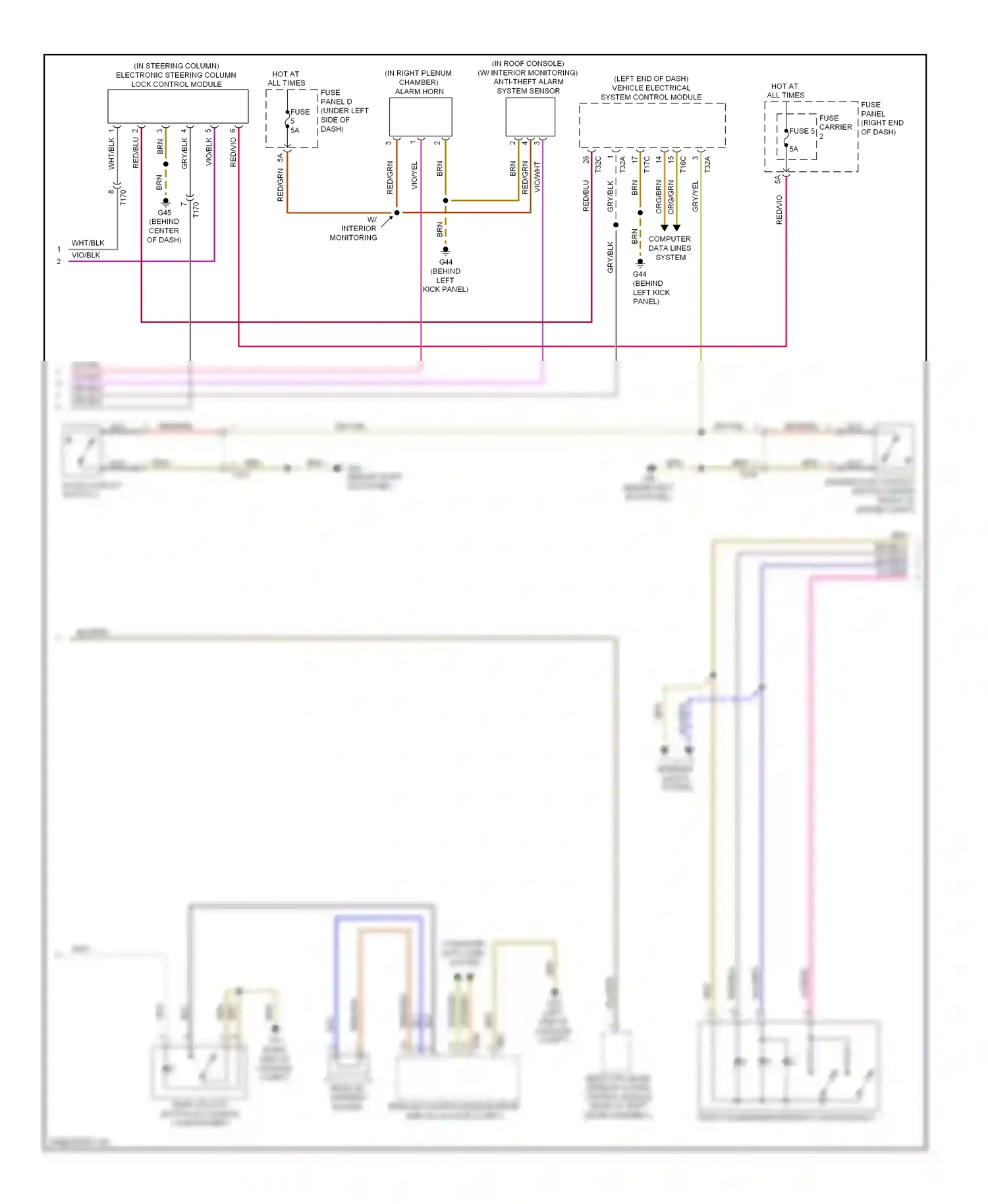 Audi S6 C7 (2012-2014) (behind left kick panel) wiring diagram  (1 of 31)