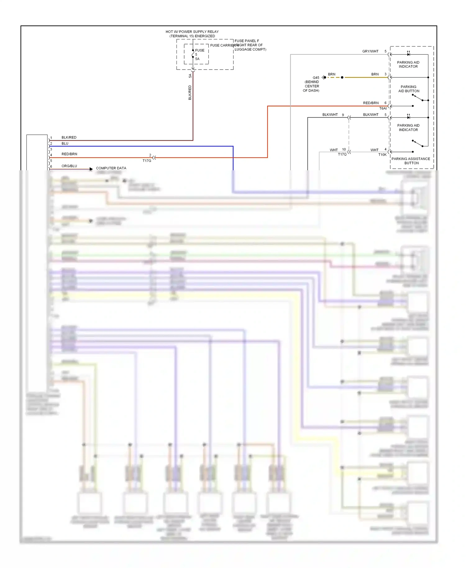 Audi S6 C7 (2012-2014) parallel parking assistance control module (right side of luggage compt) wiring diagram  (1 of 1)