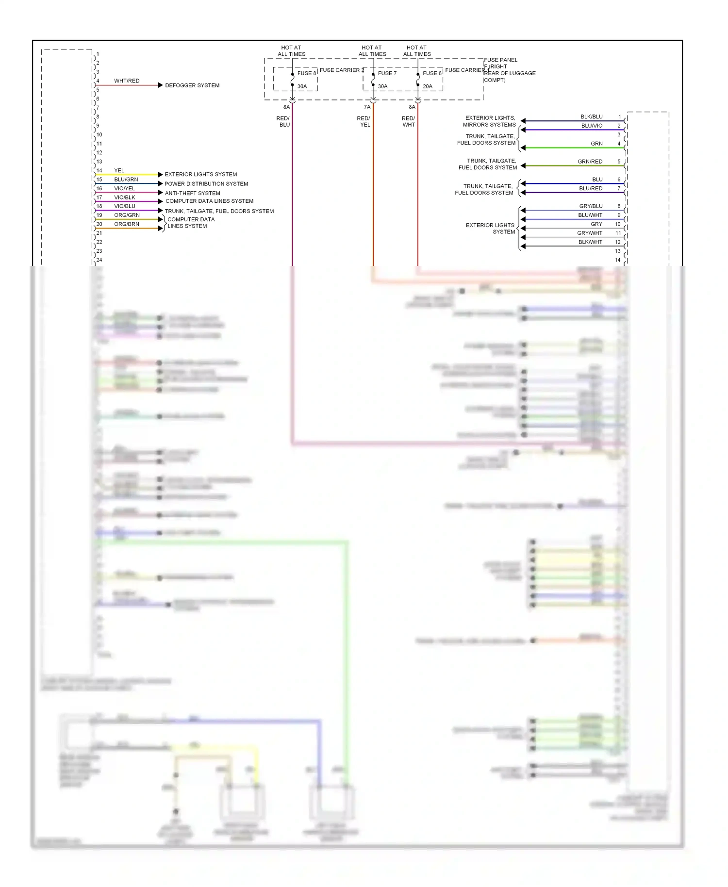 Audi S6 C7 (2012-2014) trunk, tailgate,fuel doors, interior lights systems wiring diagram  (1 of 1)
