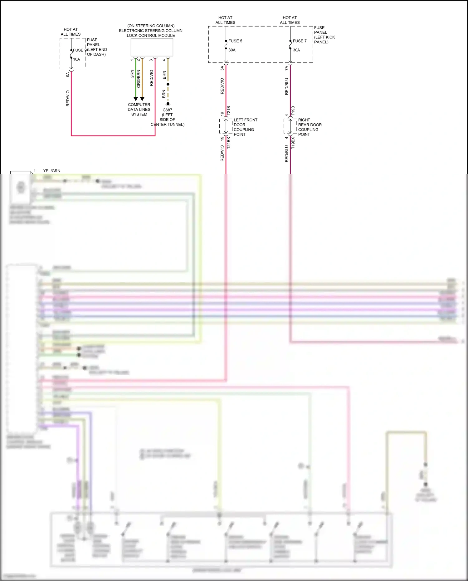 Audi S6 C8 (2019-2024) driver door lock unit wiring diagram  (1 of 5)