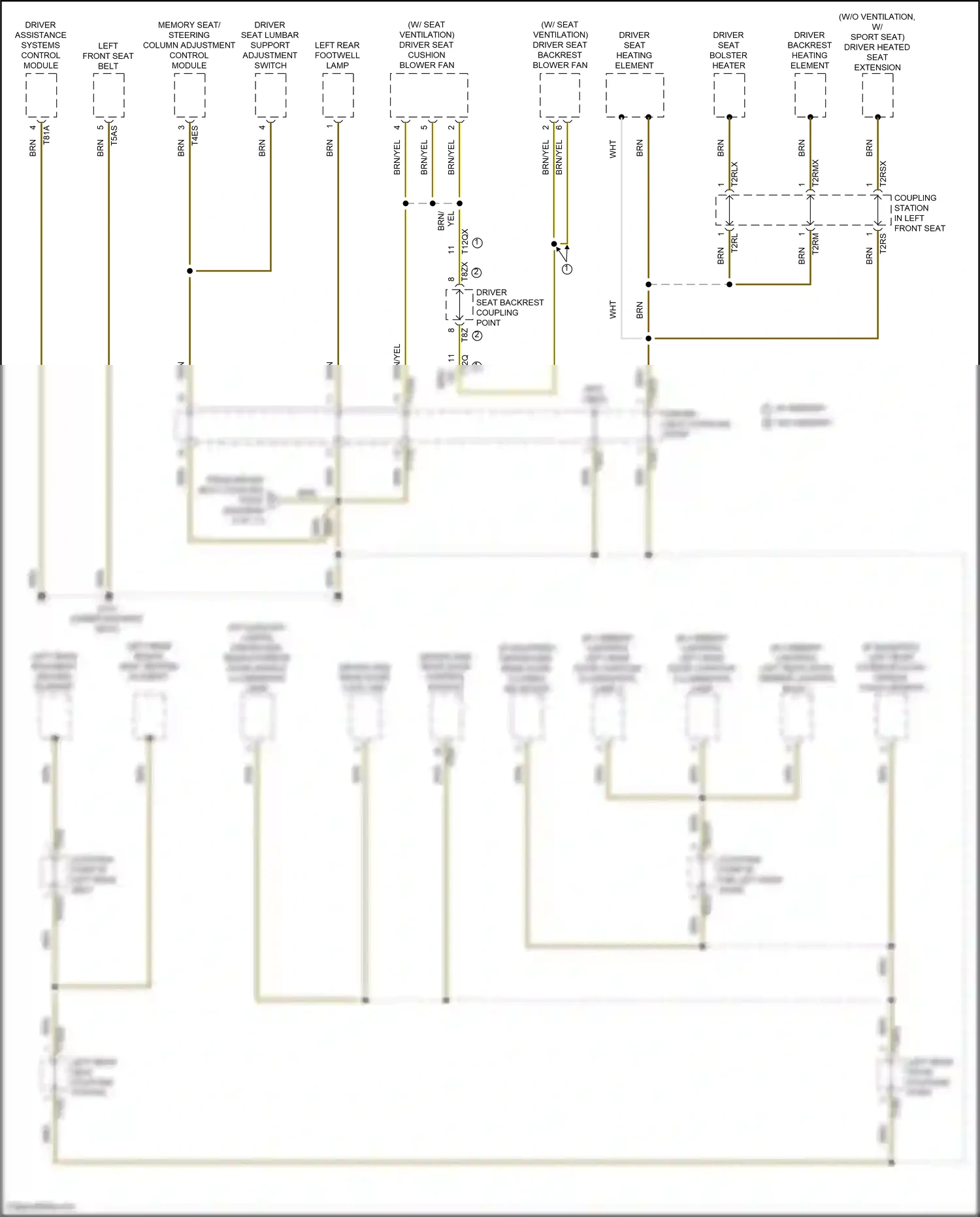 Audi S6 C8 (2019-2024) driver seat lumbar support adjustment switch wiring diagram  (1 of 2)