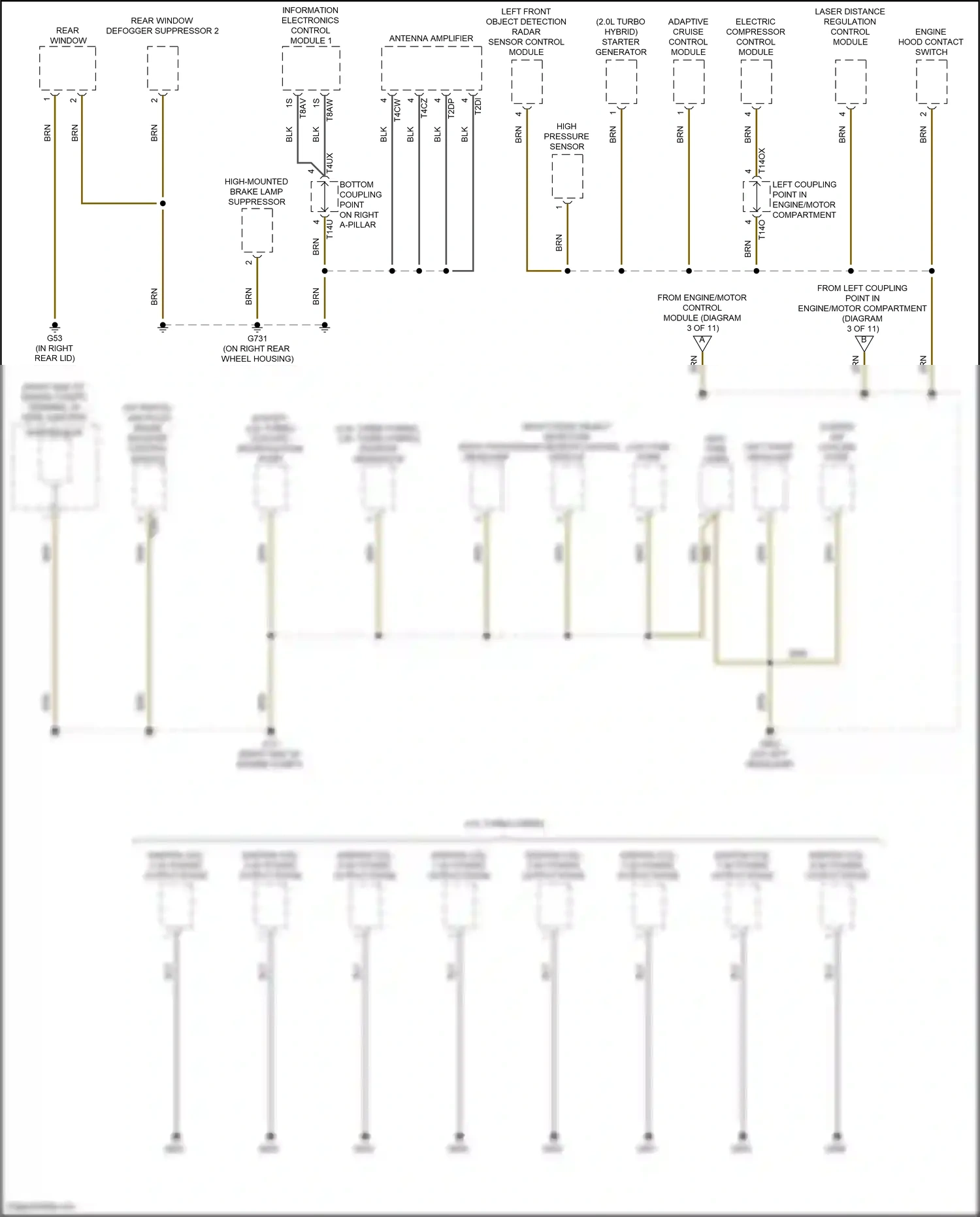 Audi S6 C8 (2019-2024) left front object detection radar sensor control module wiring diagram  (2 of 4)