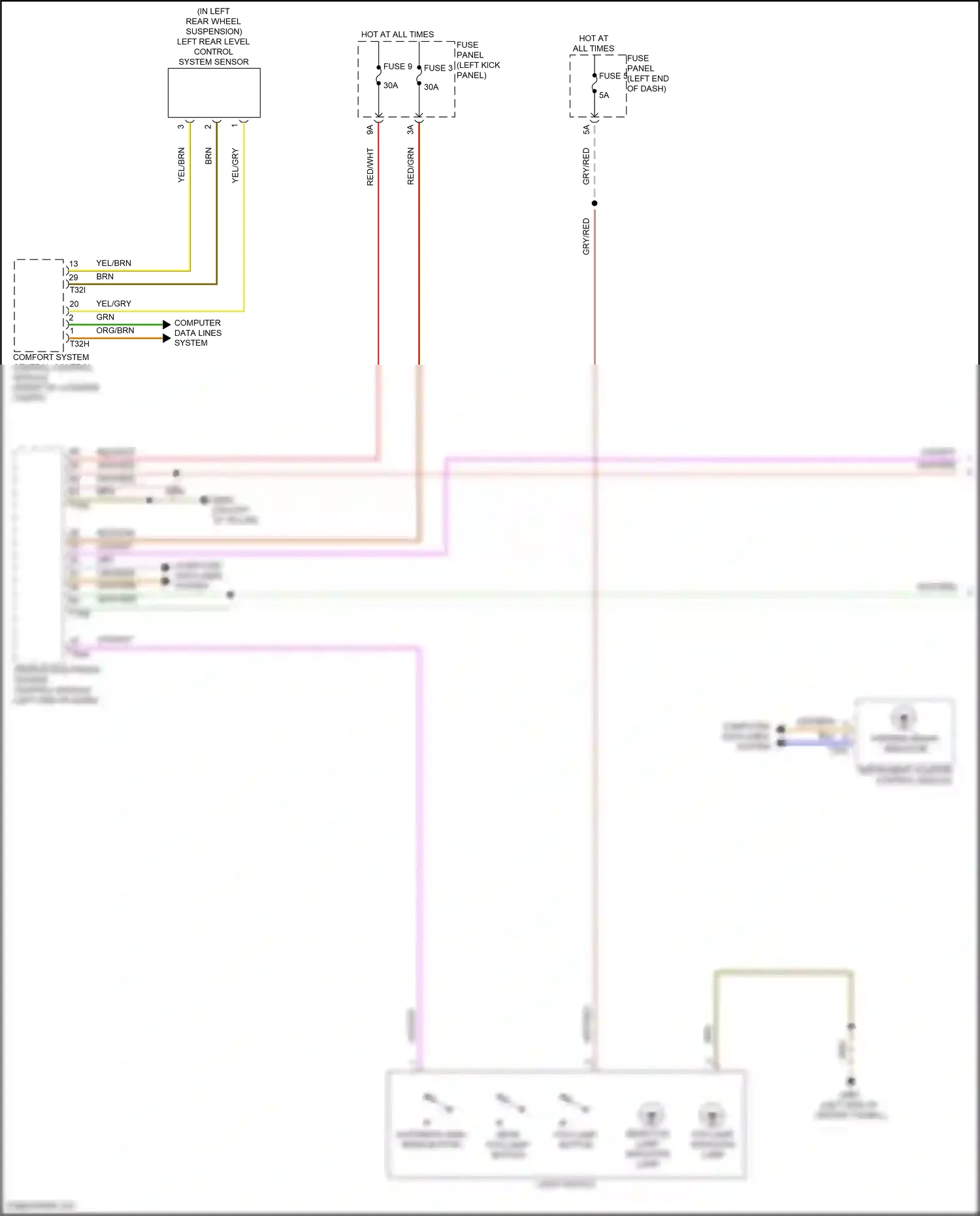 Audi S6 C8 (2019-2024) left rear level control system sensor wiring diagram  (4 of 4)