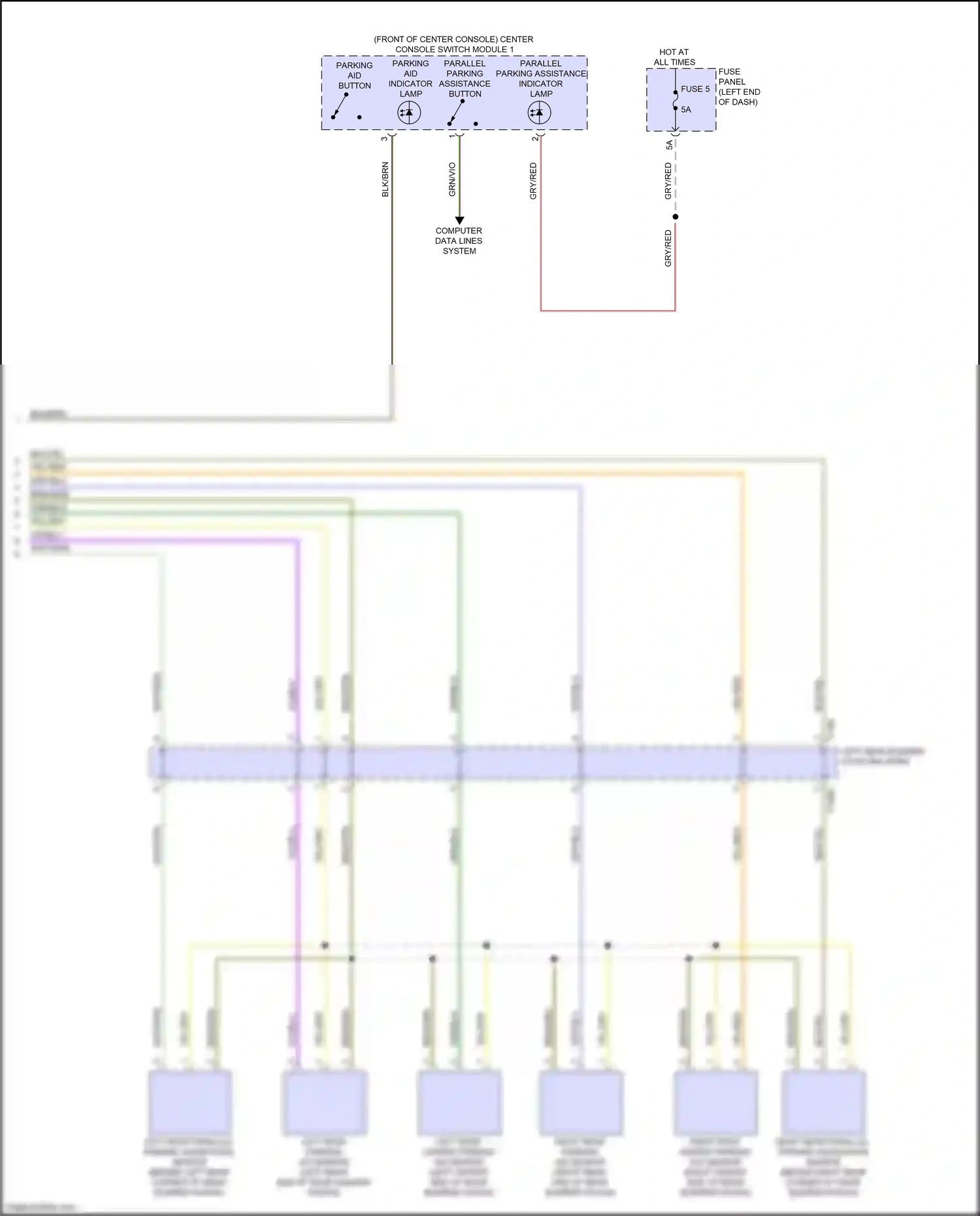 Audi S6 C8 (2019-2024) left rear parking aid sensor wiring diagram  (2 of 3)