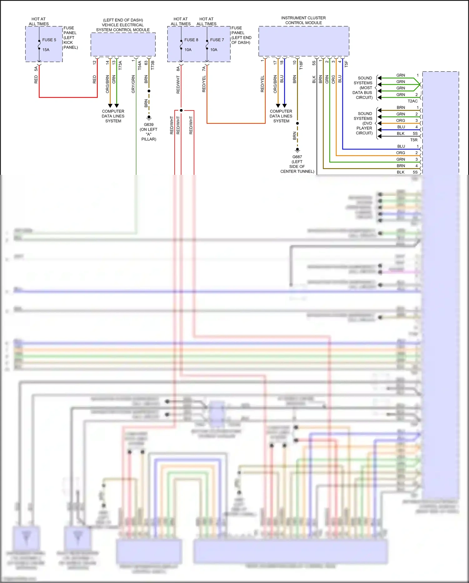 Audi S6 C8 (2019-2024) most data bus circuit wiring diagram  (2 of 13)