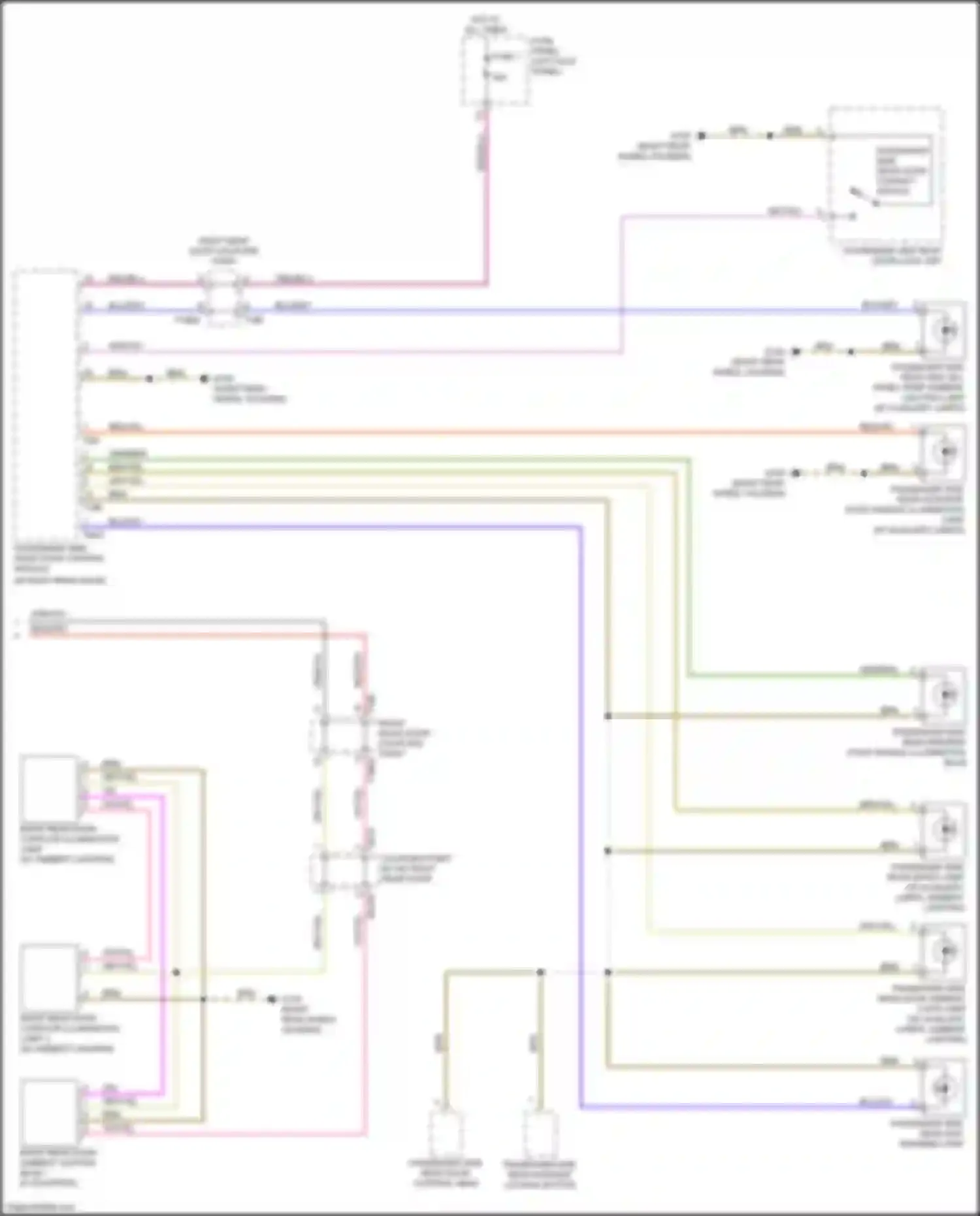 Wiring diagram passenger side rear exit warning lamp for Audi S7 4K (2019-2024) (1 of 1)