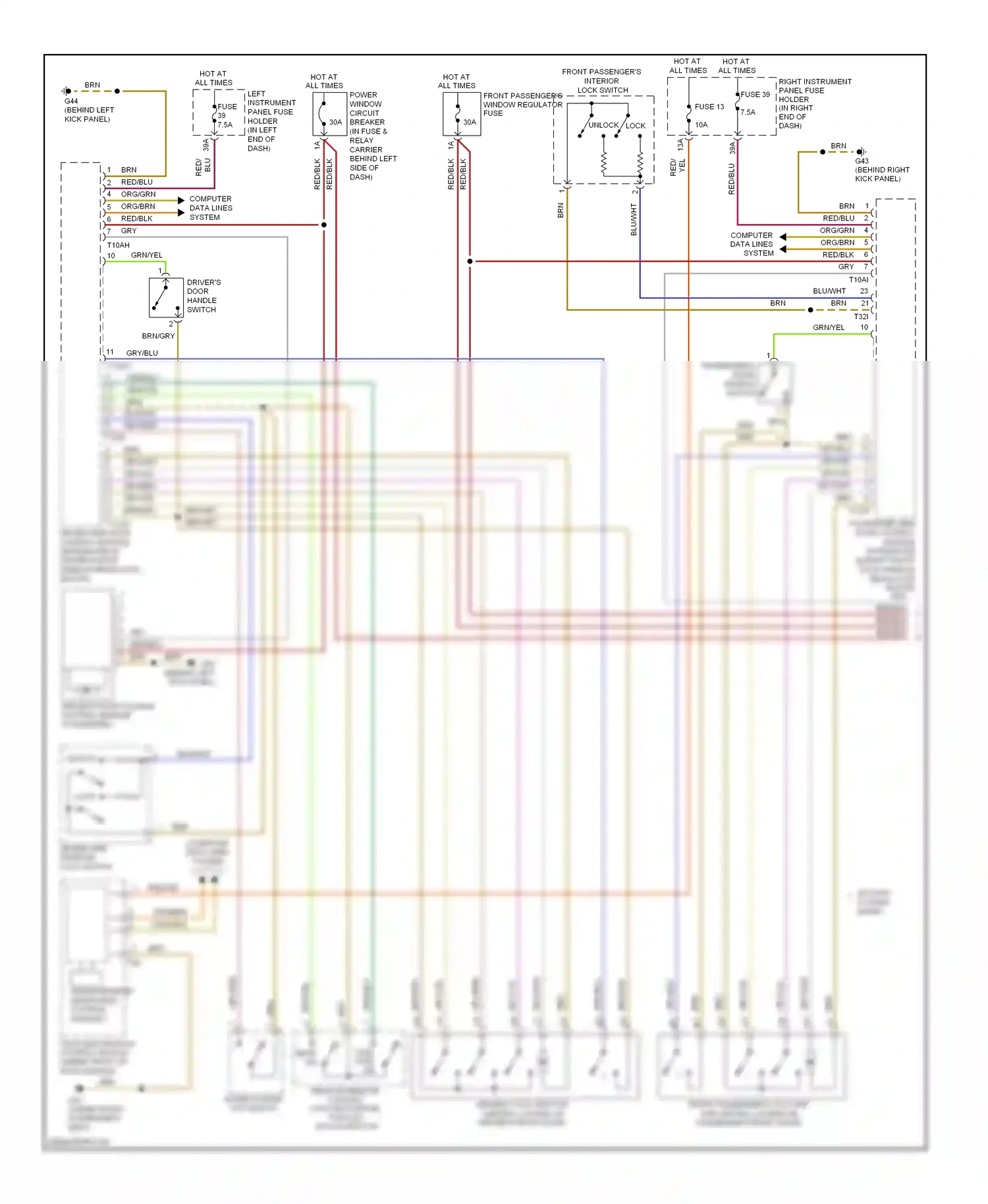 Audi S8 D3 facelift (2007-2011) (behind left kick panel) wiring diagram  (3 of 33)