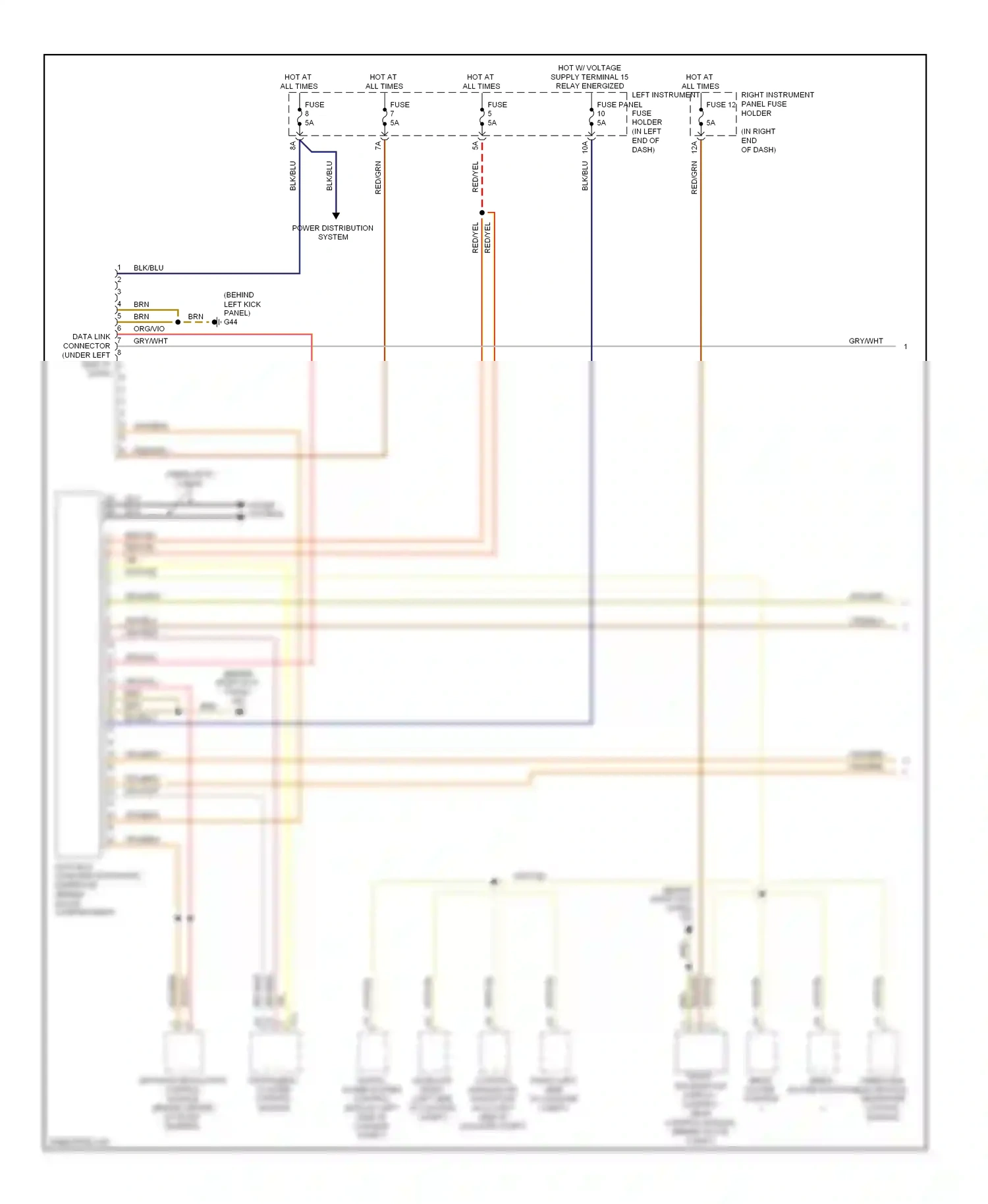 Audi S8 D3 facelift (2007-2011) (behind left kick panel) wiring diagram  (7 of 33)