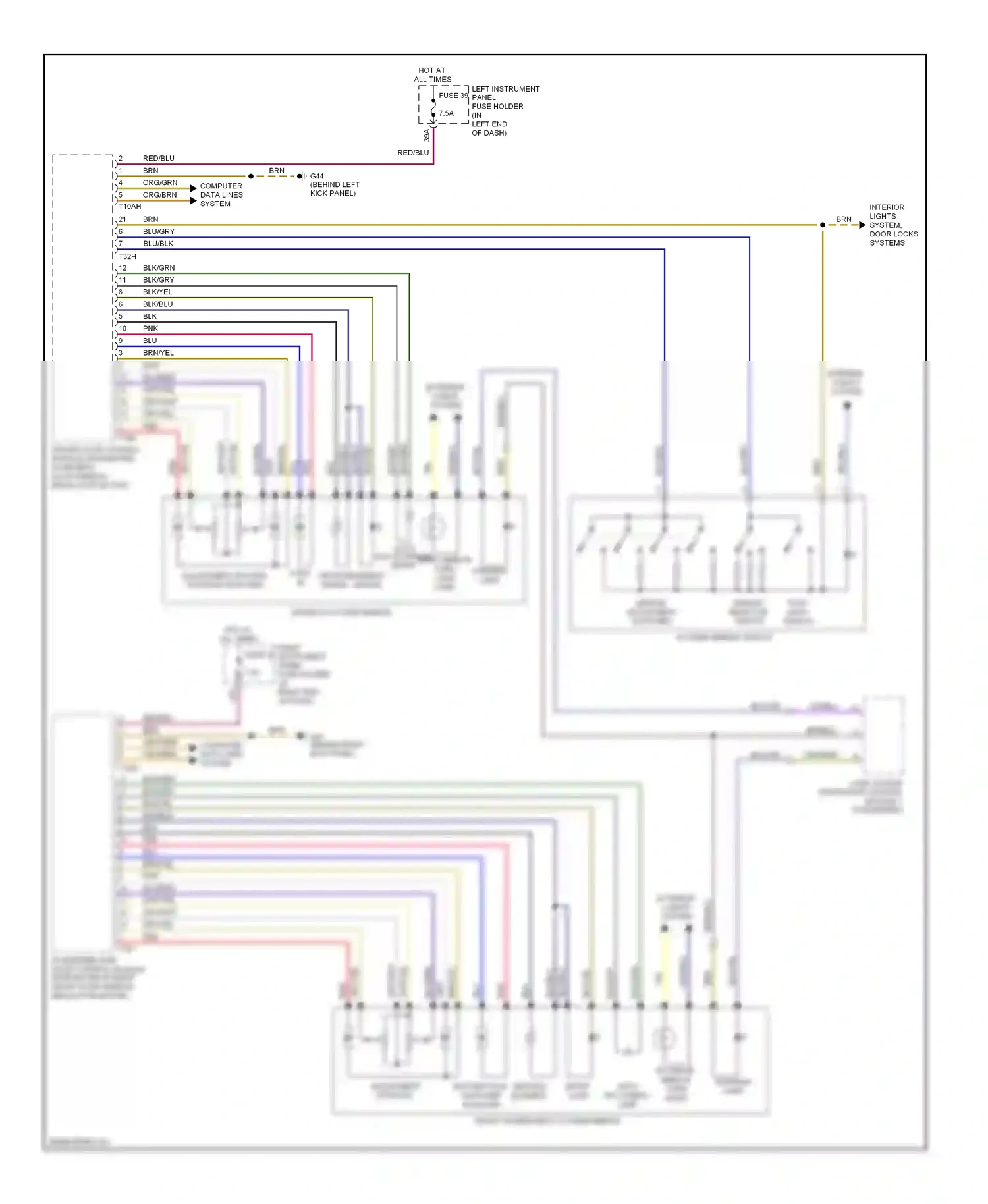 Audi S8 D3 facelift (2007-2011) (behind left kick panel) wiring diagram  (26 of 33)