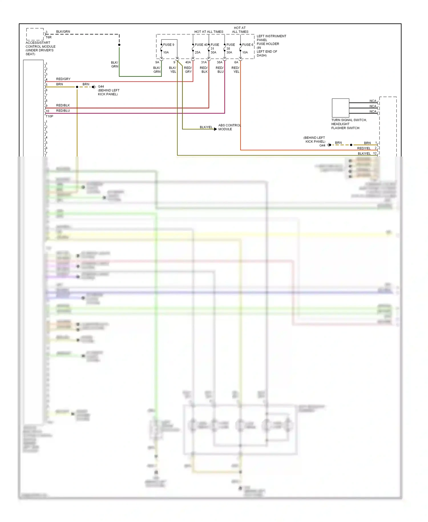 Audi S8 D3 facelift (2007-2011) (behind left kick panel) wiring diagram  (14 of 33)
