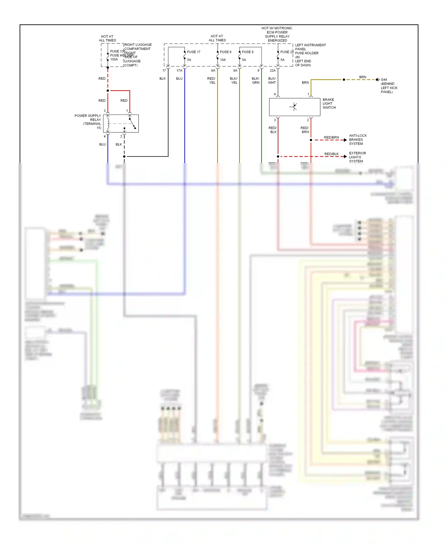 Audi S8 D3 facelift (2007-2011) cruise control switch engage off wiring diagram  (1 of 1)