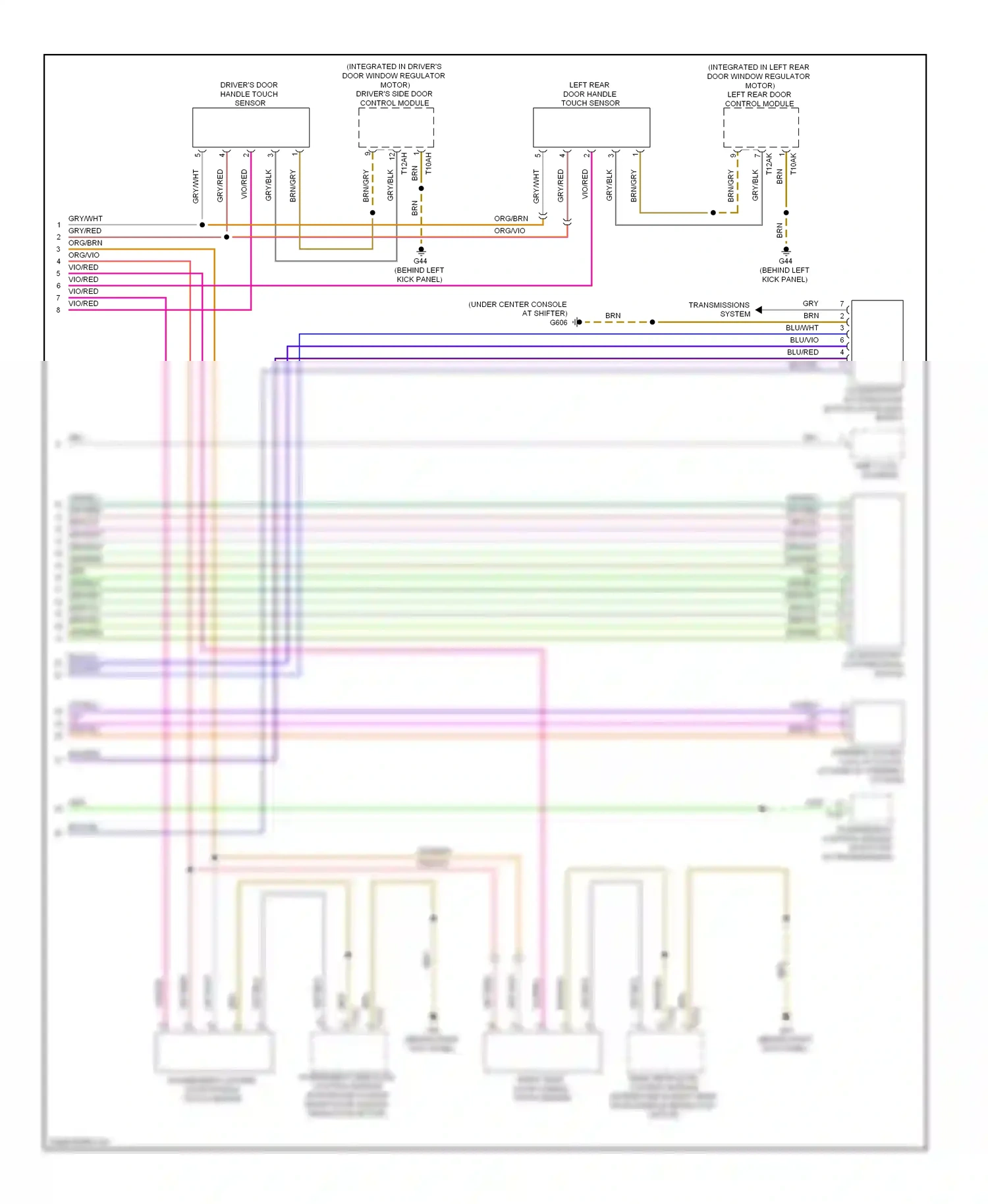Audi S8 D3 facelift (2007-2011) door handle touch sensor wiring diagram  (1 of 1)