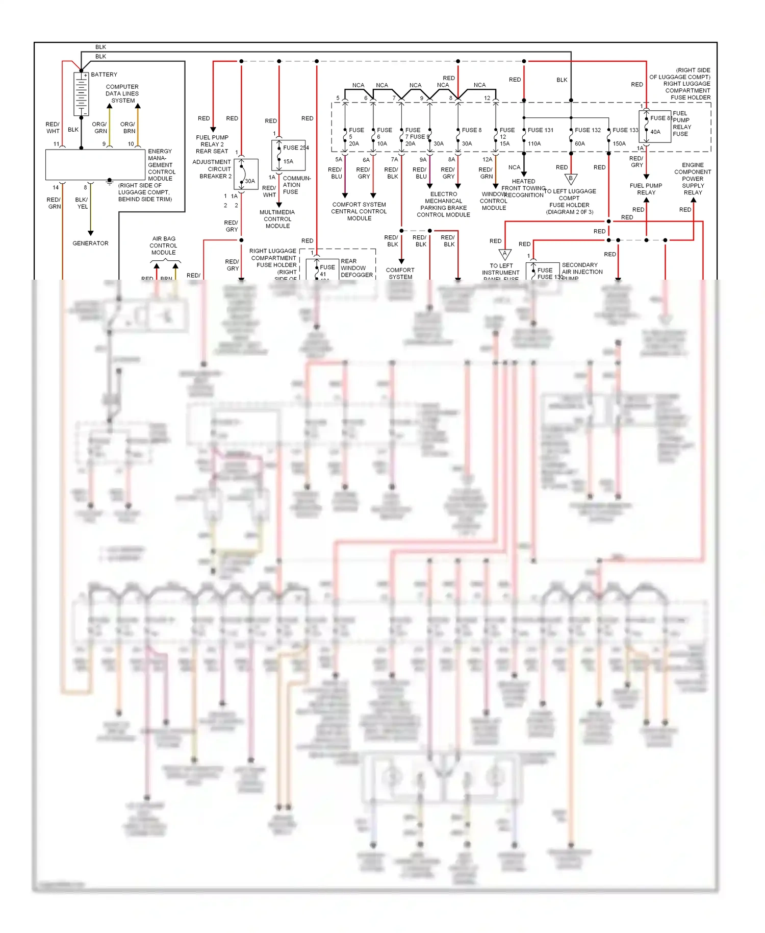 Audi S8 D3 facelift (2007-2011) front information display control head wiring diagram  (5 of 5)