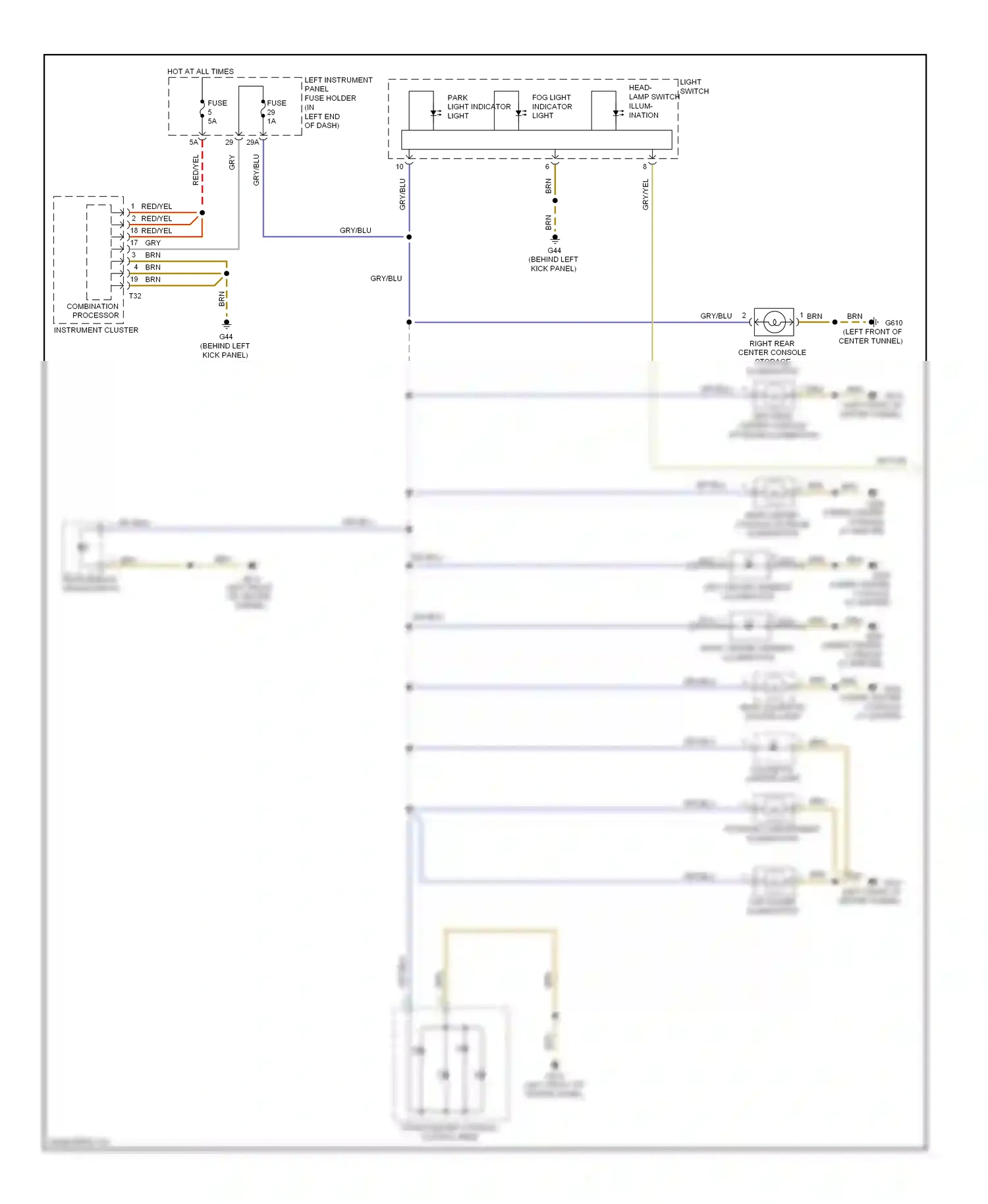 Audi S8 D3 facelift (2007-2011) front/center console control head wiring diagram  (2 of 9)