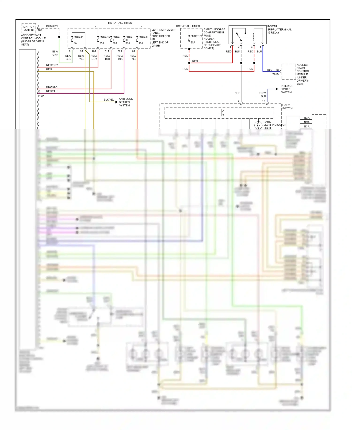 Audi S8 D3 facelift (2007-2011) park light indicator light wiring diagram  (1 of 3)