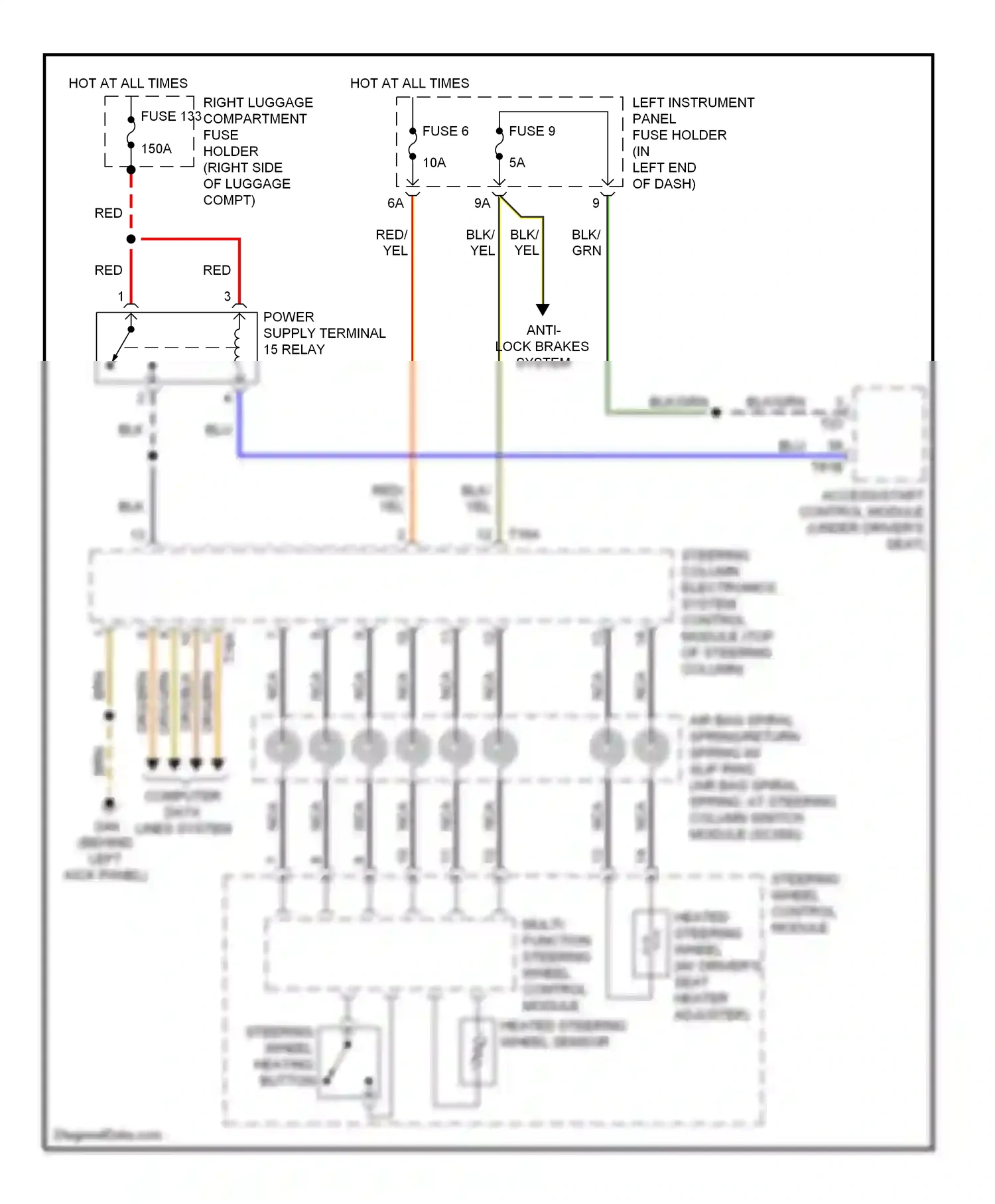 Audi S8 D3 facelift (2007-2011) steering wheel heating button wiring diagram  (1 of 1)