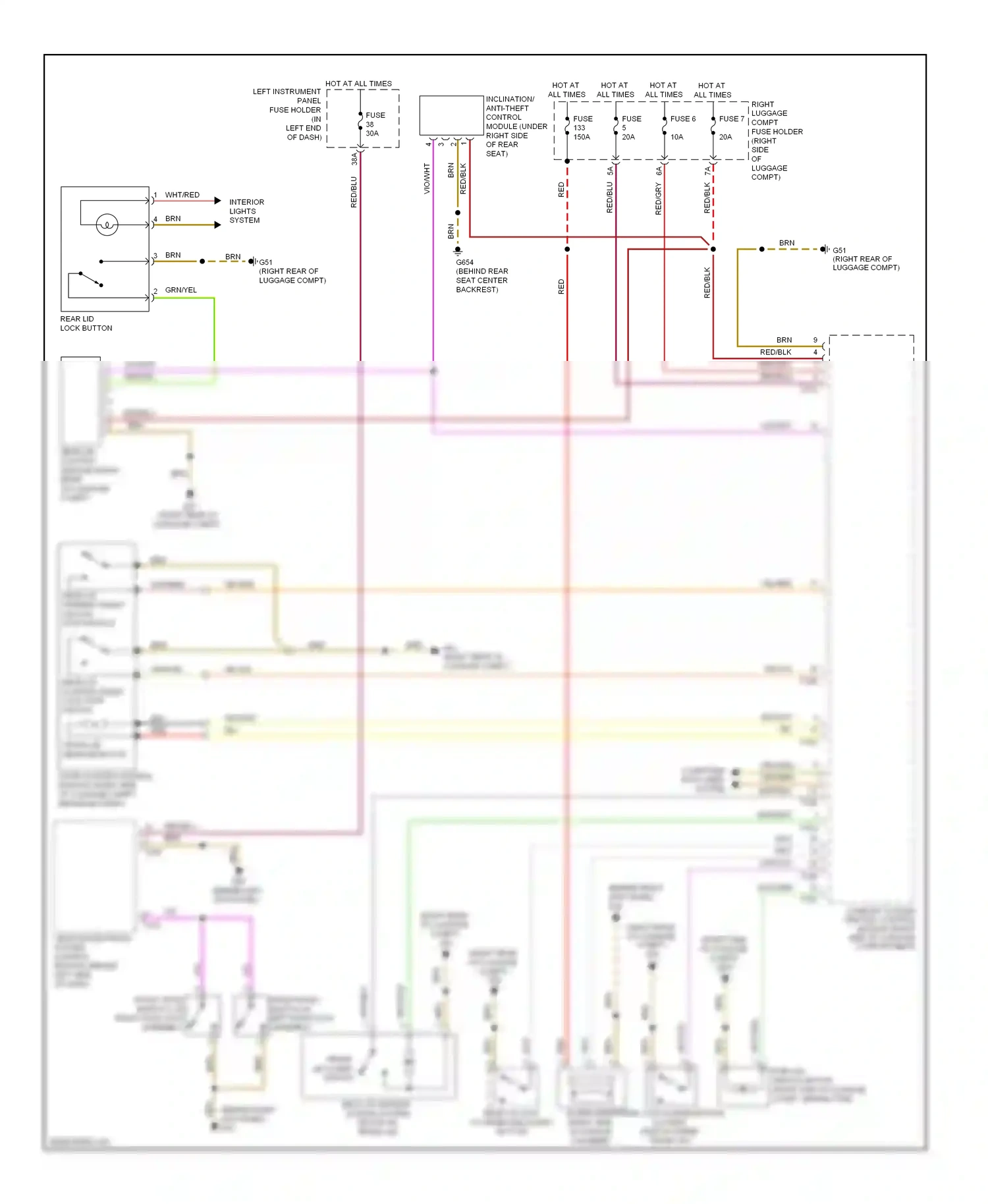 Audi S8 D3 facelift (2007-2011) trunk lid release motor wiring diagram  (1 of 2)