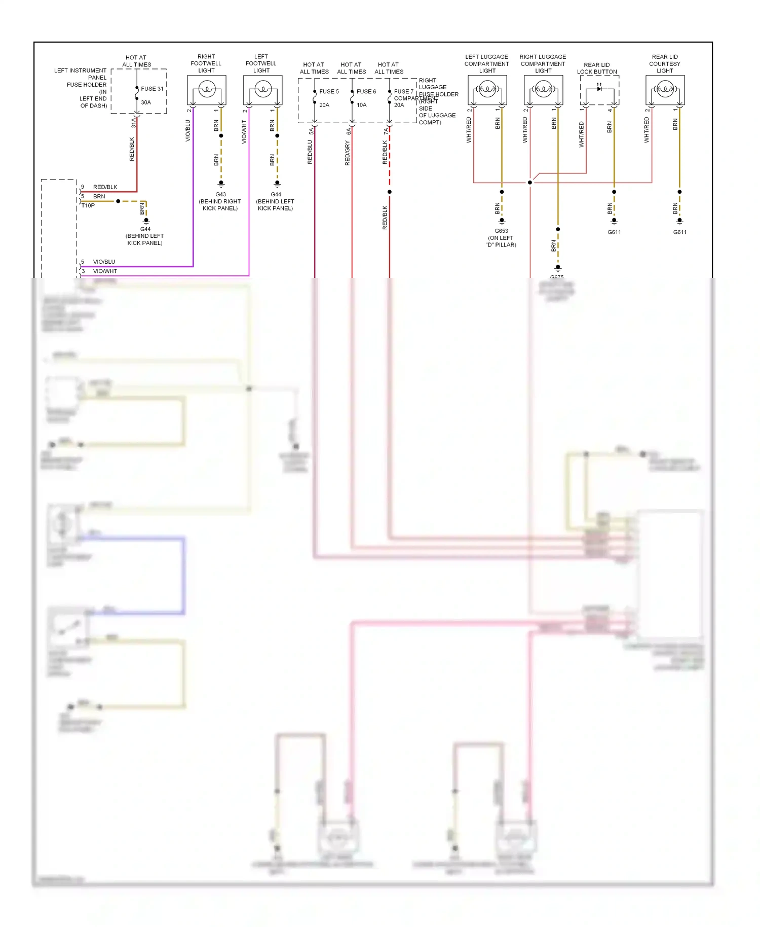 Audi S8 D3 facelift (2007-2011) vehicle electrical system control module (behind left side of dash) wiring diagram  (6 of 9)