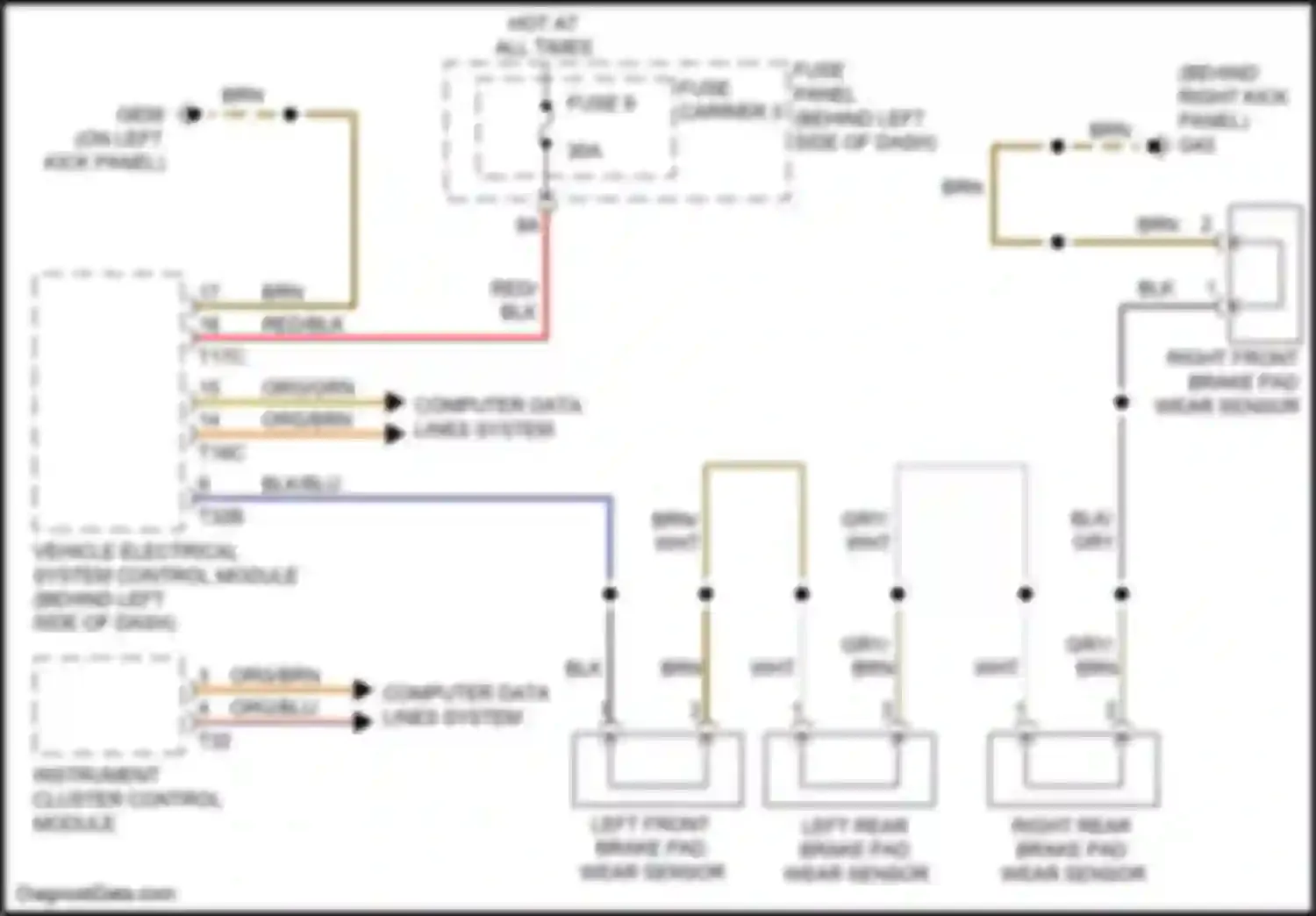 S8 Audi D4 facelift (2013-2018): Brake wear sensor circuit
