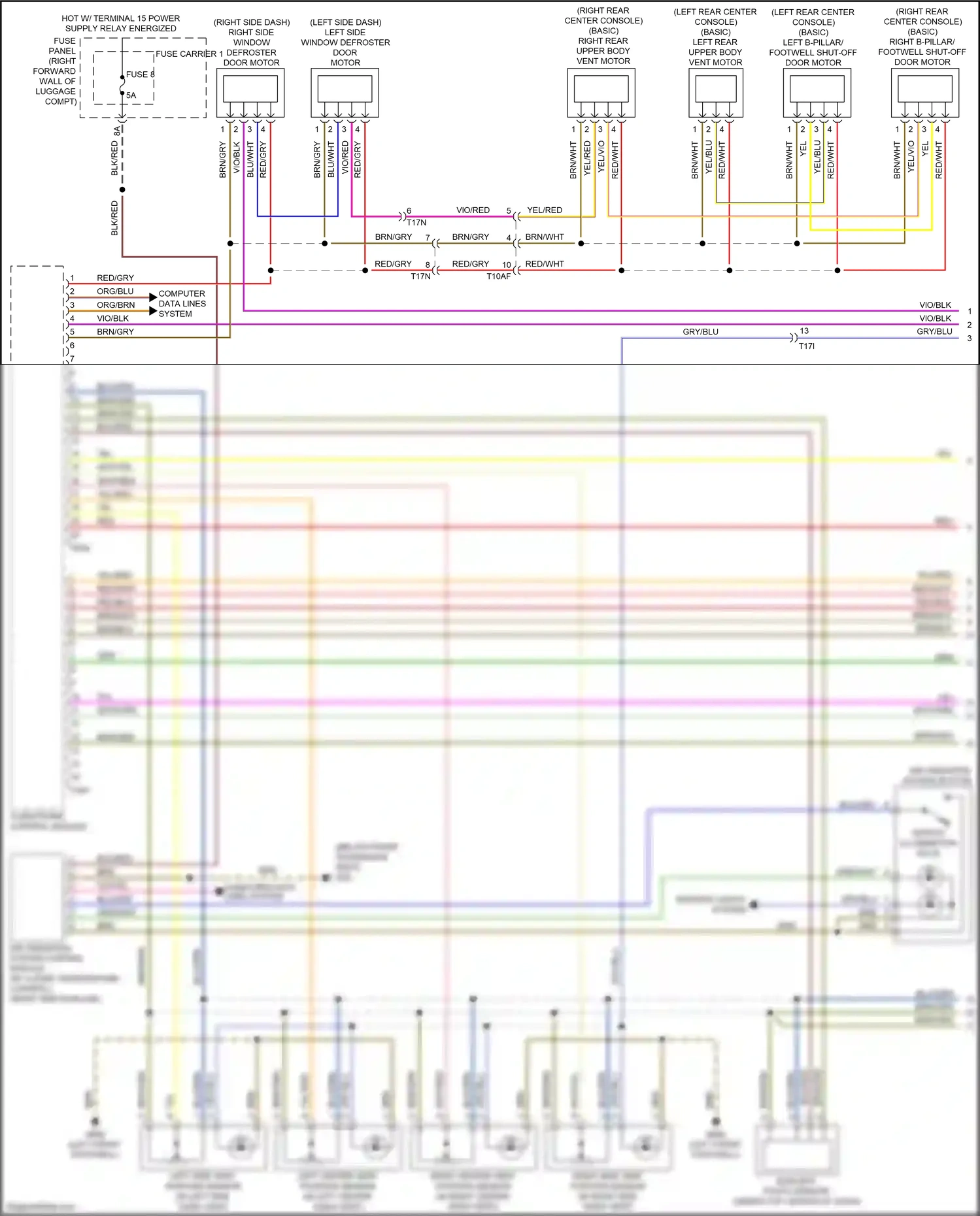 Wiring diagram left center vent position sensor for Audi S8 D4 facelift (2013-2018) (1 of 2)