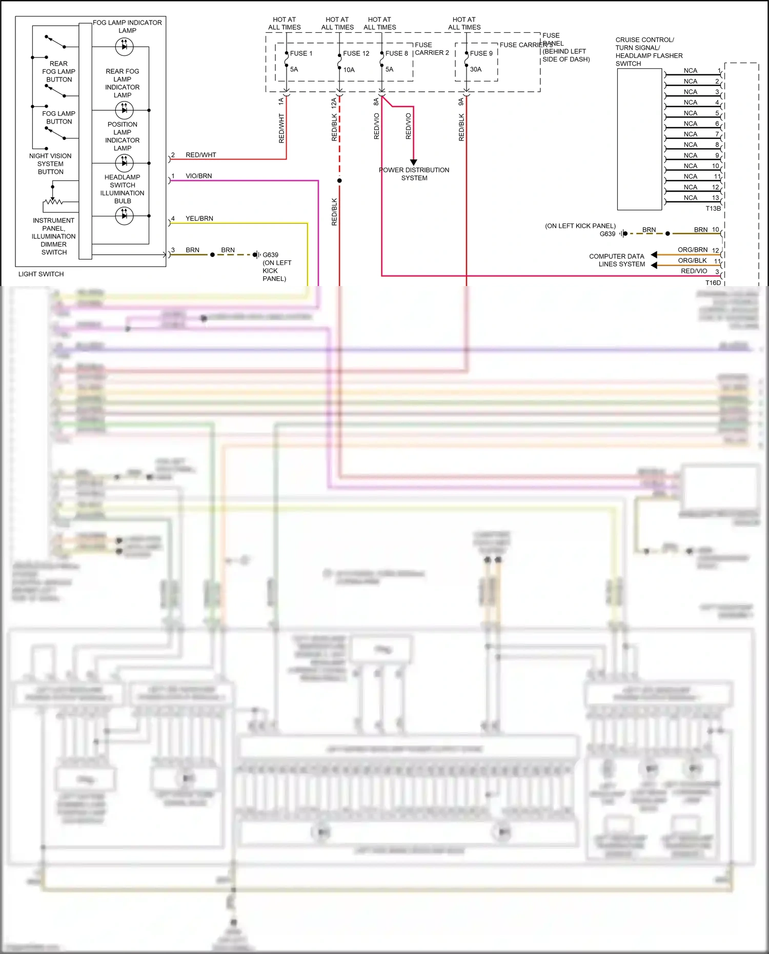 Wiring diagram left low beam headlamp bulb for Audi S8 D4 facelift (2013-2018) (1 of 2)