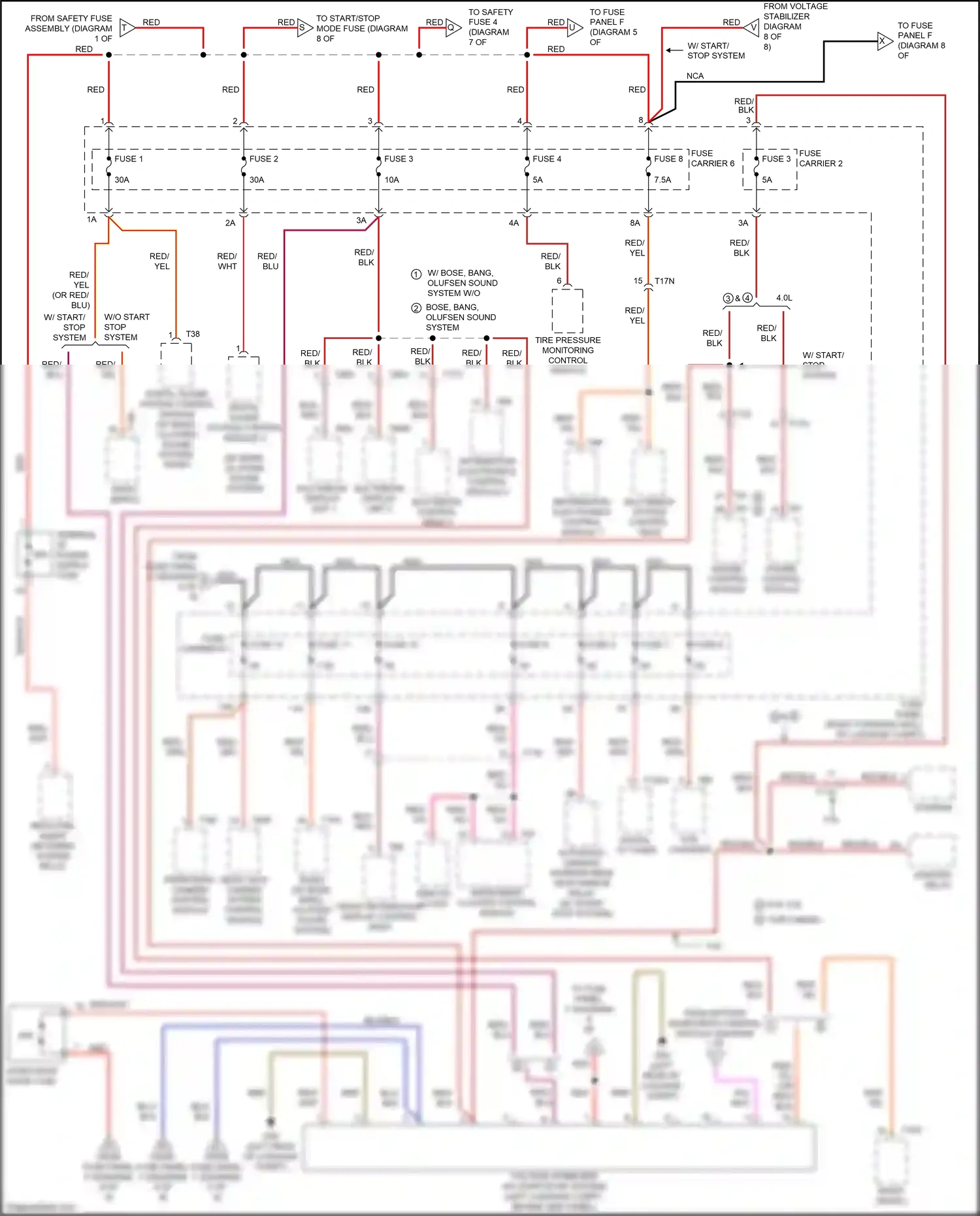 Wiring diagram multimedia display unit 1 for Audi S8 D4 facelift (2013-2018) (1 of 2)