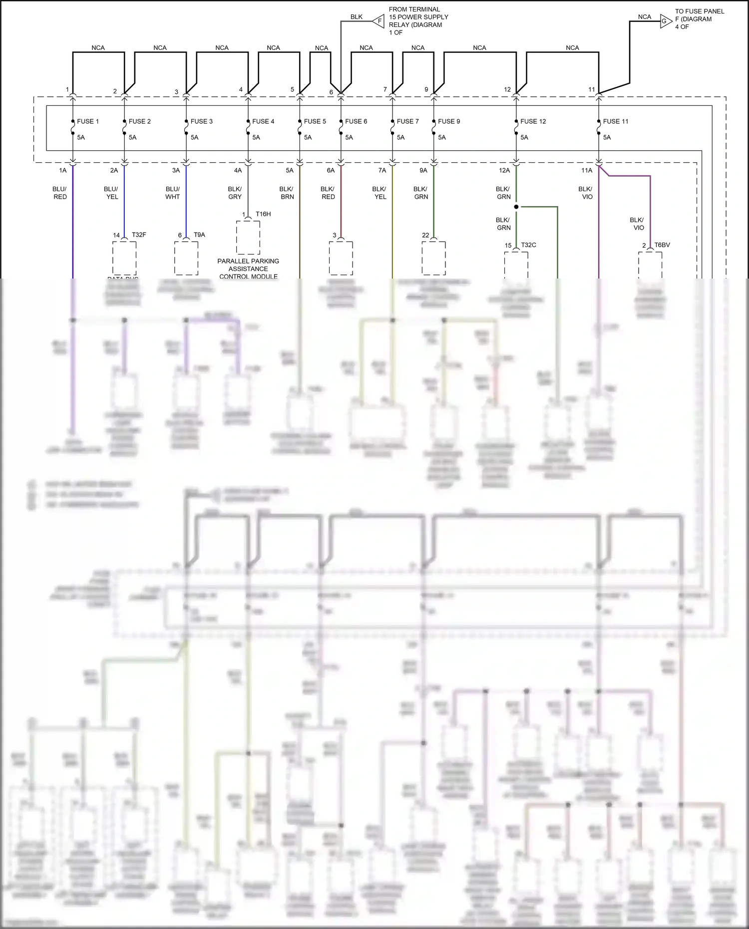 Wiring diagram parallel parking assistance control module for Audi S8 D4 facelift (2013-2018) (3 of 3)