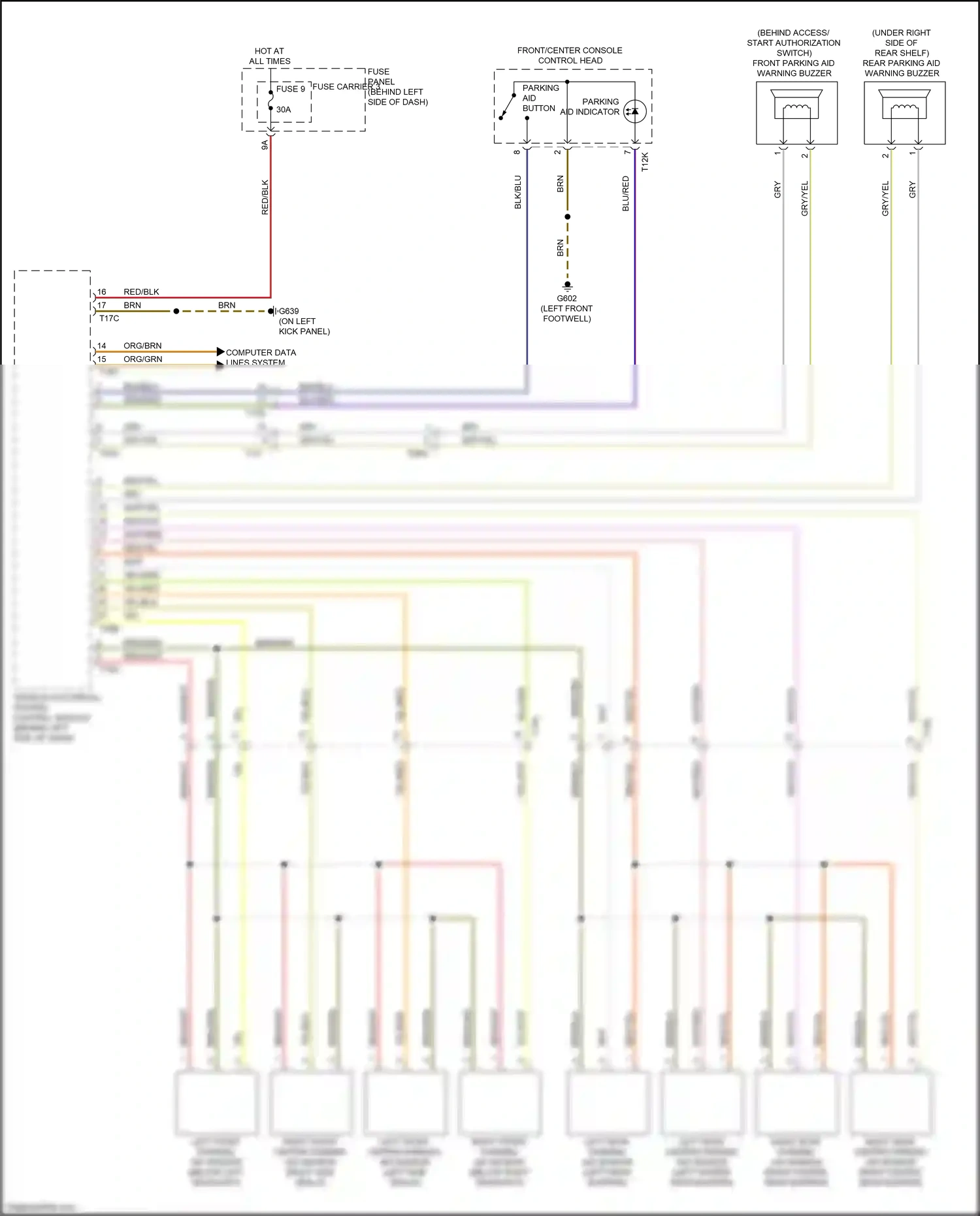 Wiring diagram parking aid indicator for Audi S8 D4 facelift (2013-2018) (1 of 2)